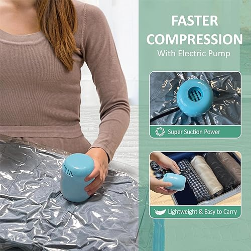 Miniatura 3 de Bolsas de almacenamiento al vacío con bomba eléctrica, 16 combinaciones (2L2Jumbo6M6S) bolsas de sellado al vacío con bomba, bolsas de espacio,