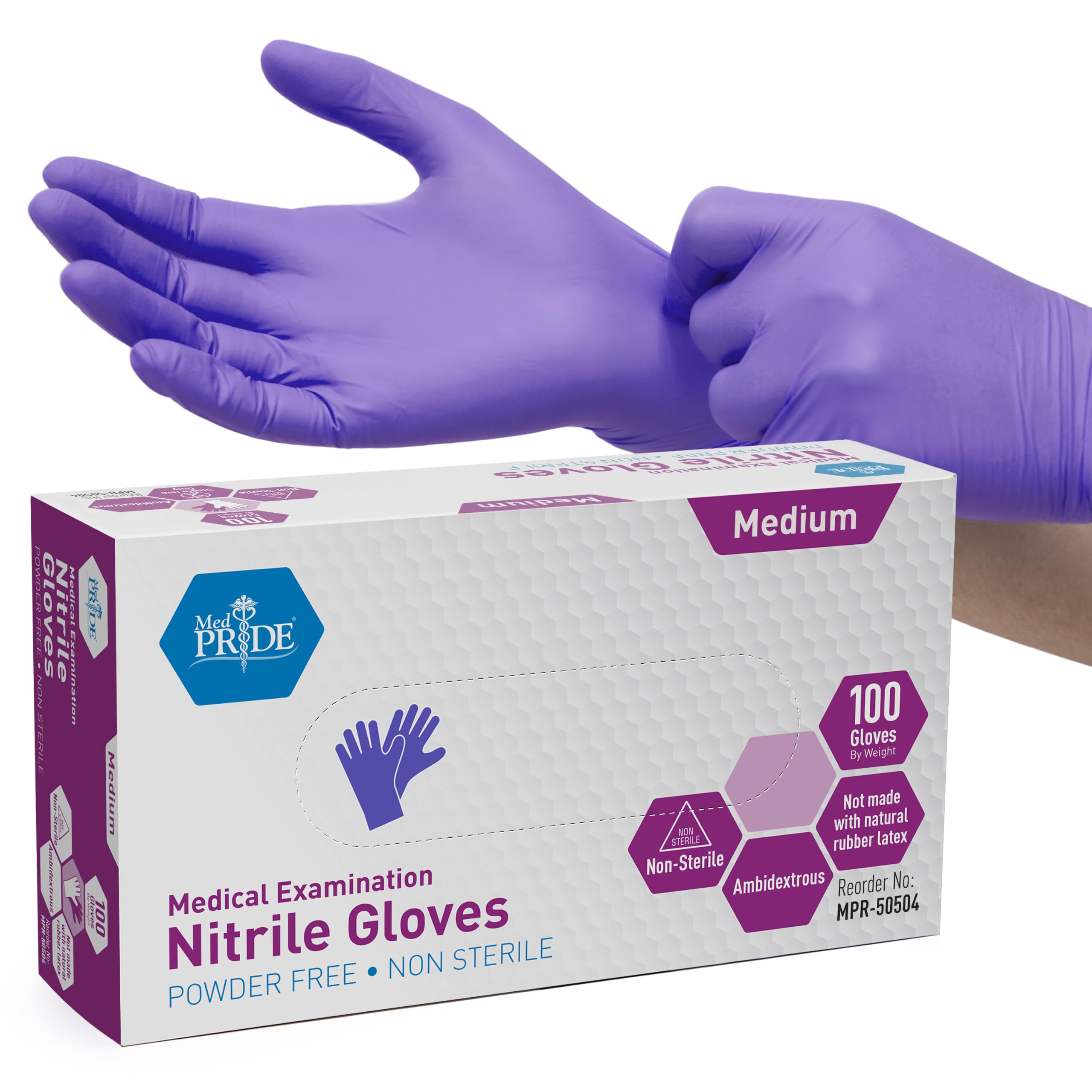 MED PRIDE Nitrile Exam Gloves (100)