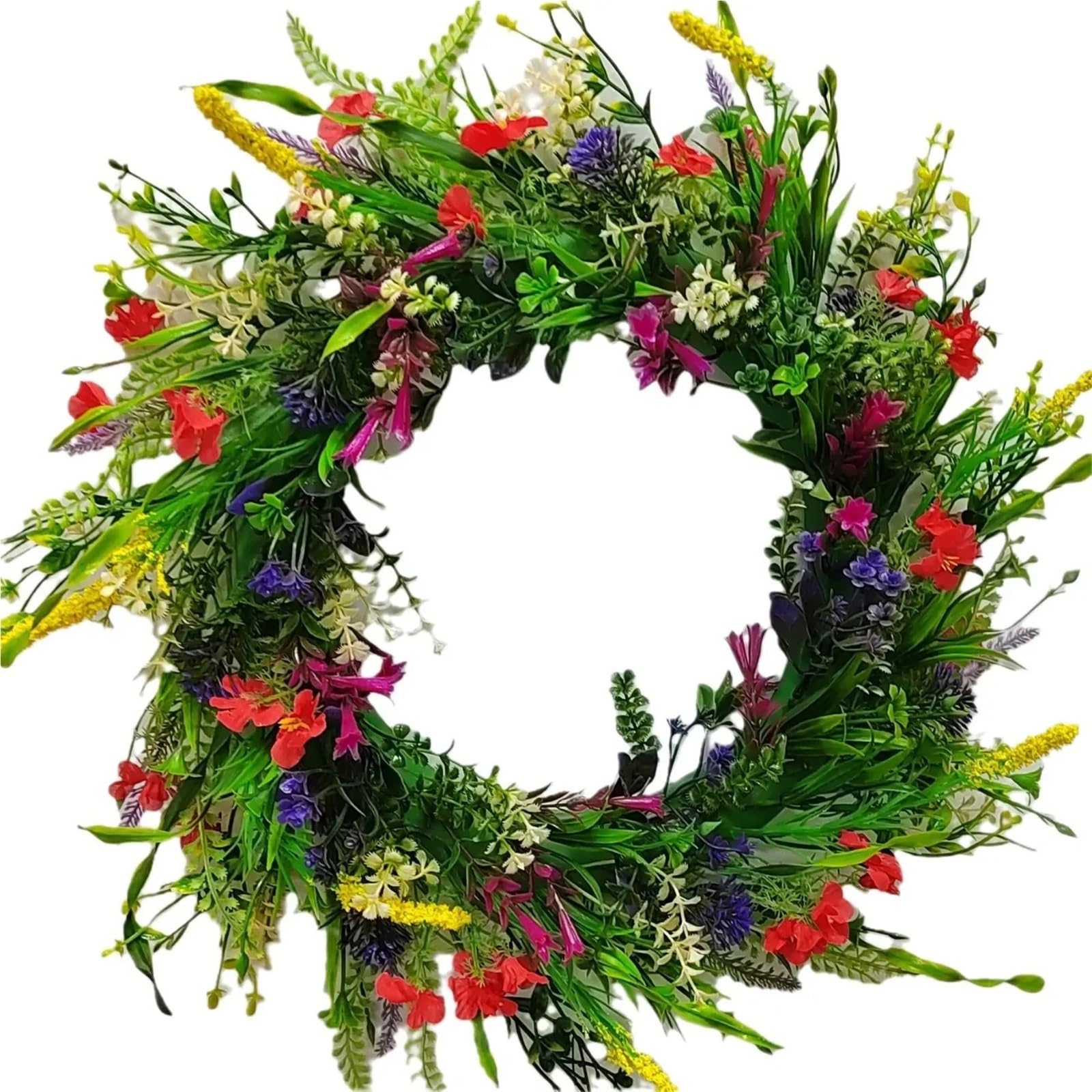 Luysgbxr 1Pc Wreaths Wreath 45.0Cm Spring Summer Artificial Wildflower Door Colorful Multipurpose Decorative Garland For Front Home Decor