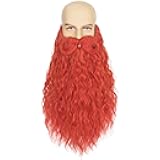 Yan Dream Long Curly Wizard Beard Men Full Fake Beard and Handlebar Mustache Cosplay Costume Facial Hair