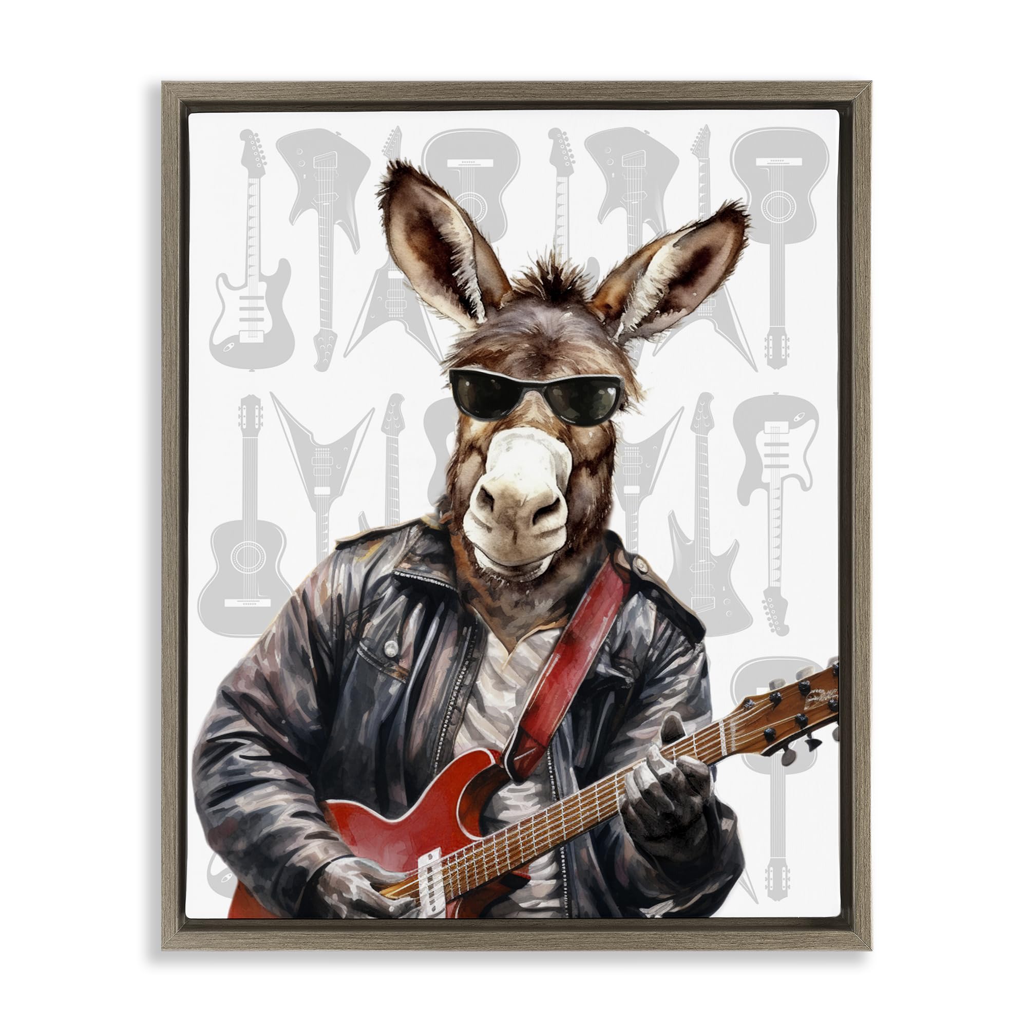 Stupell Industries Montalcino Elm (Textured) Performing Musician Donkey Rock, 24 X 30 Inch Canvas In Floater Frame