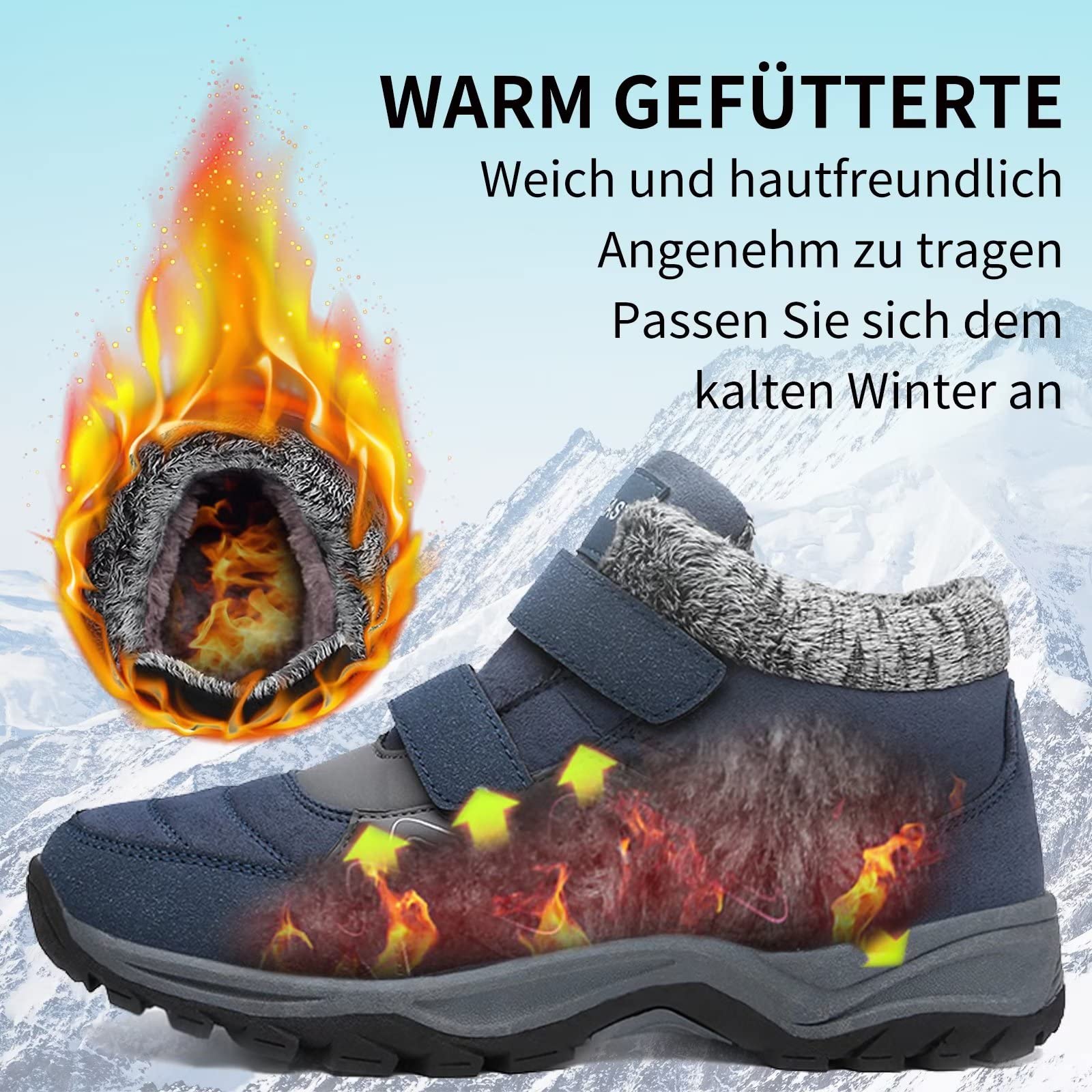 visionreast Scarpe Invernali Stivaletti da Neve Uomo Donna Caldo Cotone Pelliccia Outdoor Sneakers Allineato per Velcro