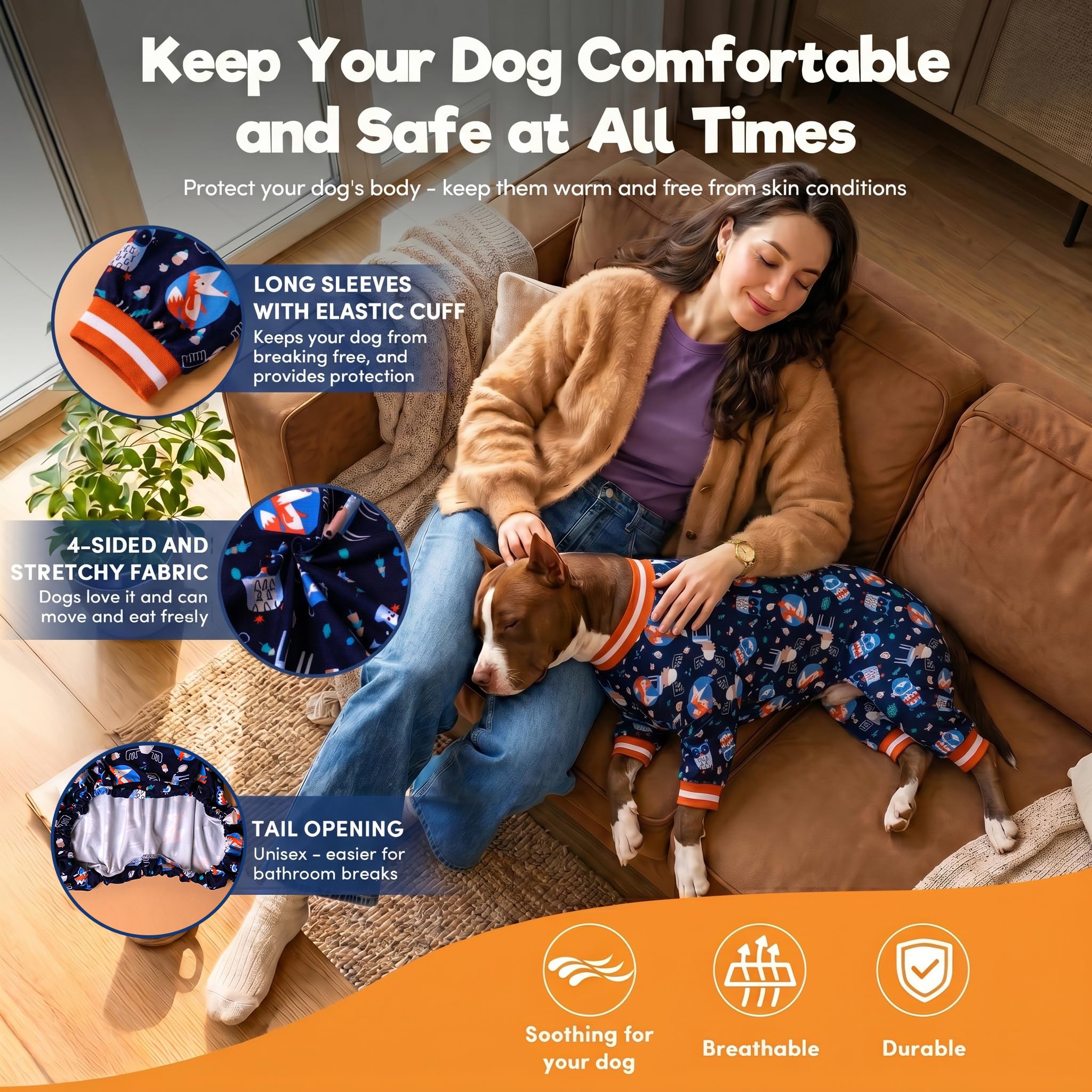 LovinPet Vestiti per animali domestici per cani di taglia grande: Nighthawk e Red Fox Steel Stampa grigia, Pullover elastico leggero Pigiama per animali domestici, Tutina per cani di taglia grande