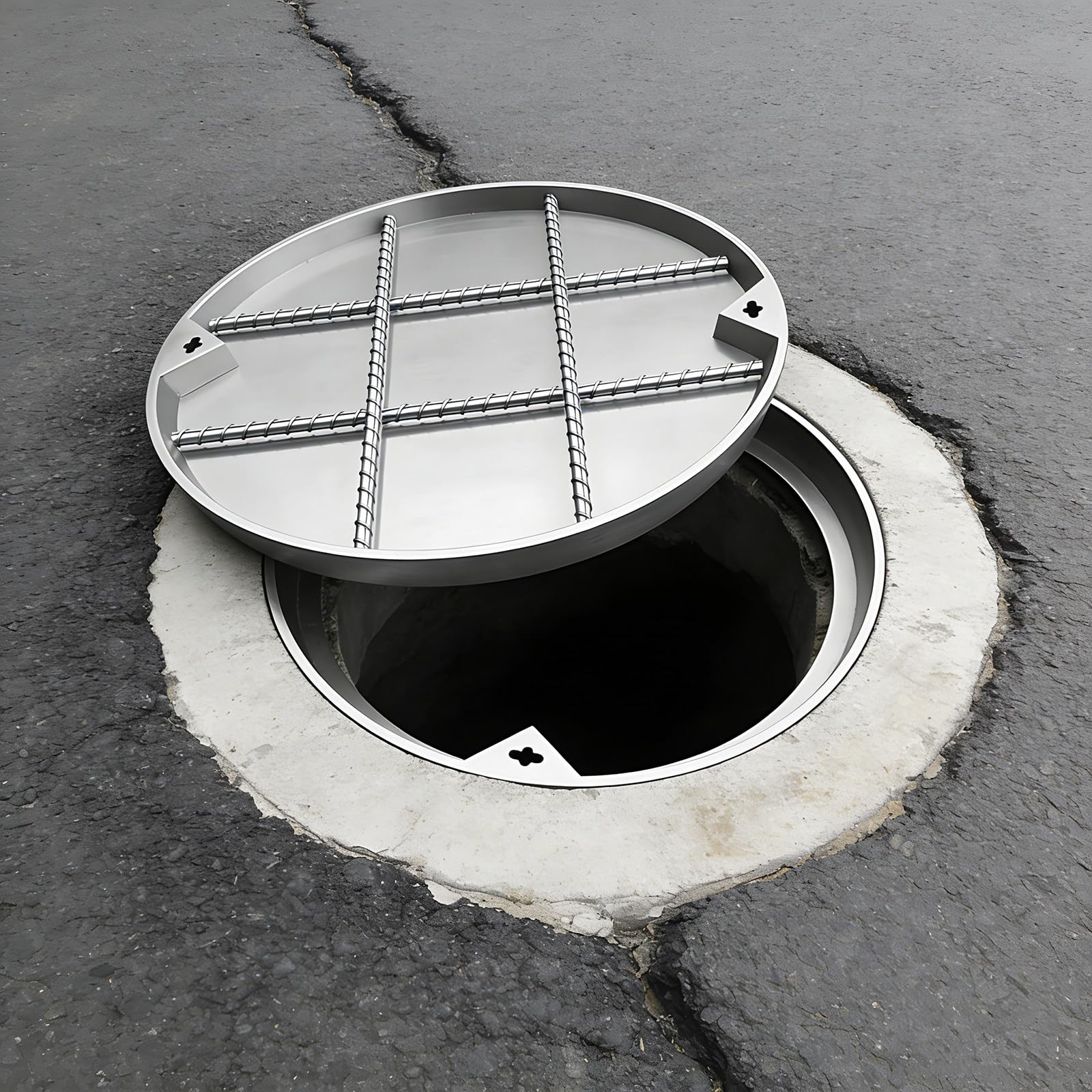 StainlessWaterproof Round Manhole Cover Drain Inspect Lid for Basement Septic Tank 90x5cm/35.5x2'' Sewer Cover