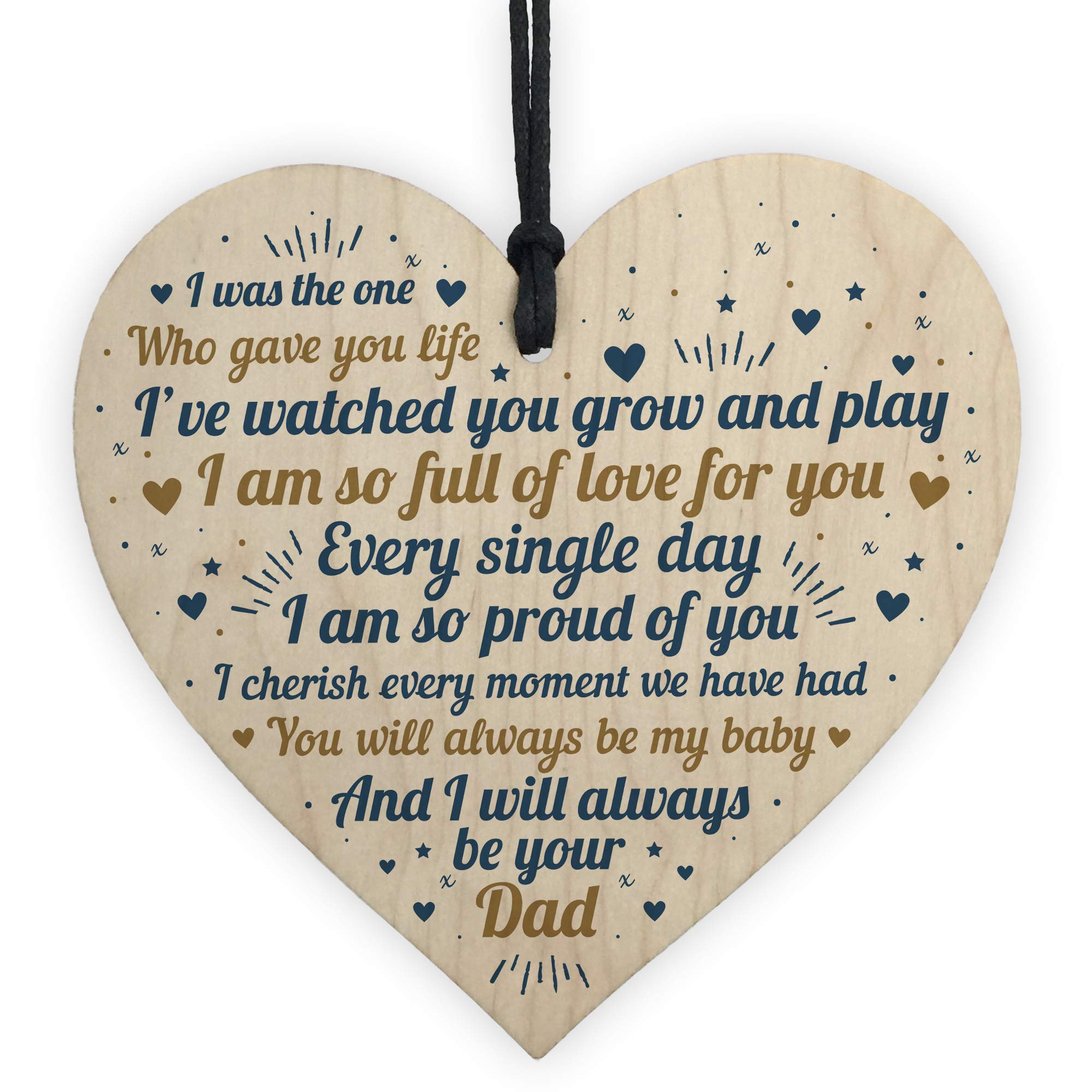 Red Ocean Handmade Daughter Son Gifts From Dad Daddy Wooden Hanging Heart Sign Christmas Birthday Gift Keepsake Father Daughter Gifts