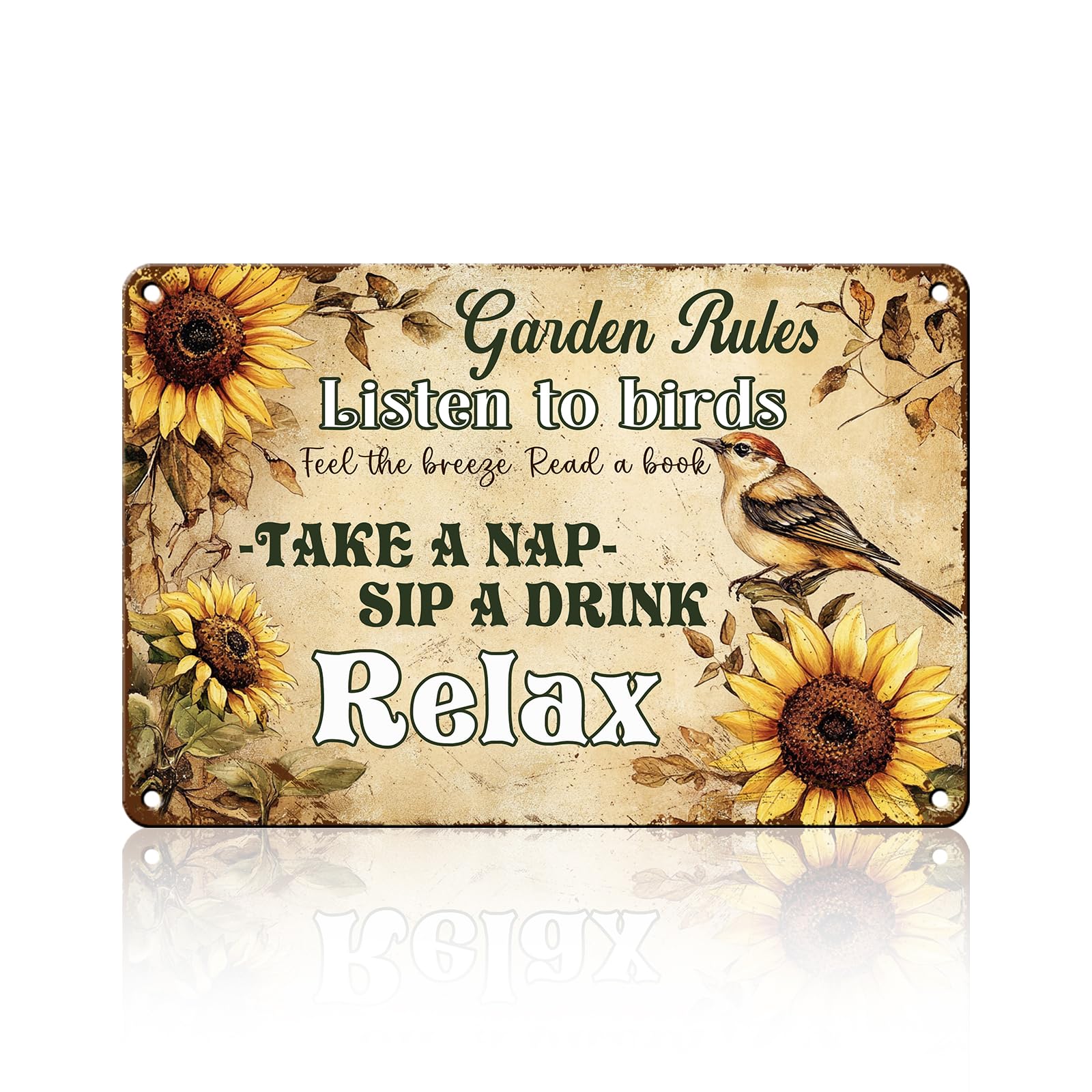 Anceky Garden Rules Tin Sign Retro Metal Sign Wall Decor for Porch Yard Fence Outside Home 12×8 Inch