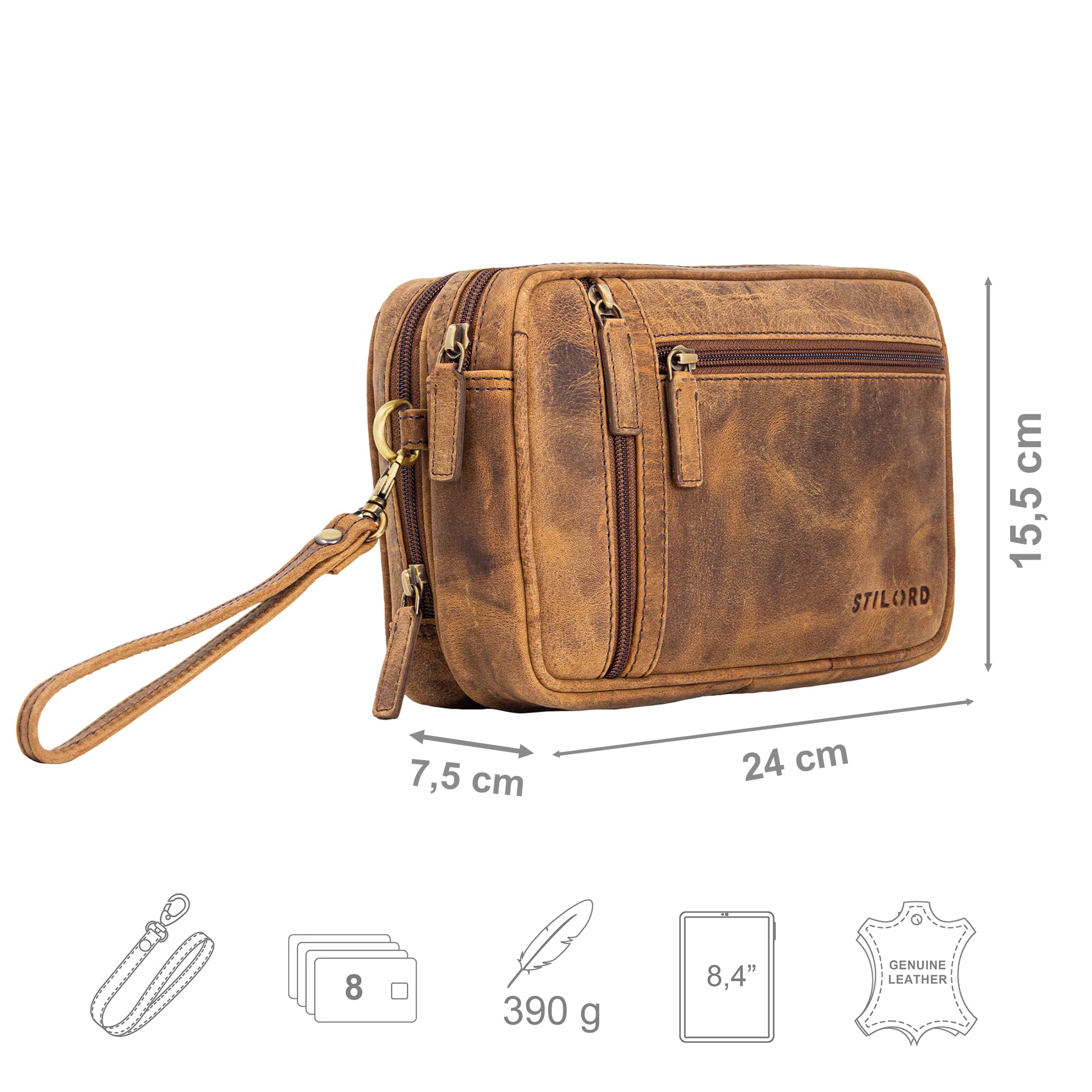 STILORD Sunny Bolso Cartera Hombre Cuero Vintage Marrón