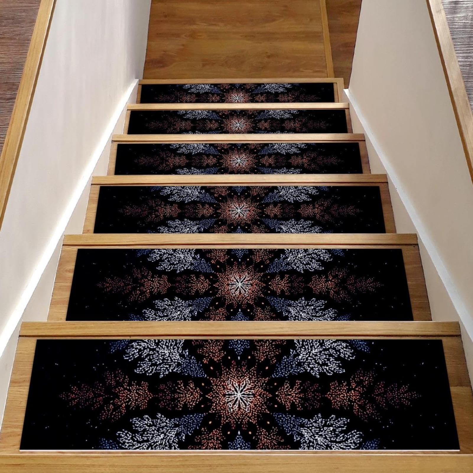 Lot de 15 tapis d'escalier antidérapants et autocollants de sécurité Motif flocon de neige 76,2 x 20,3 cm