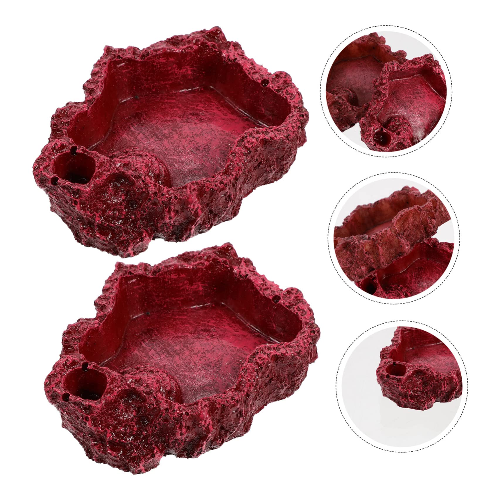 BESTonZON 2Pcs Tortoise Water Dish Snake Water Bowl Durable Resin Reptile Feeding Hydration Natural Color for Enhanced Security for Lizards Spiders and Snakes