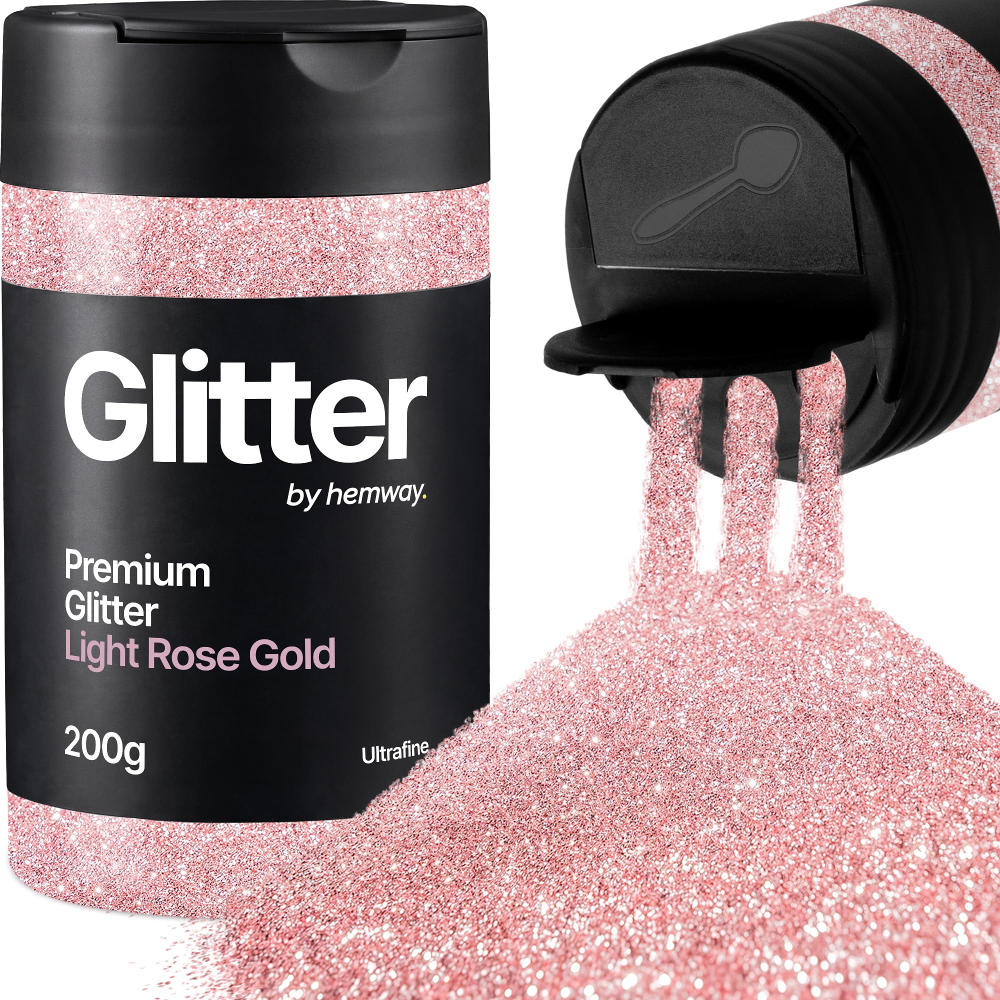 Hemway Light Rose Gold Glitter Shaker, 200g Ultrafine Glitter for Crafts Metallic Flake Sequins for Resin & Epoxy Crafts for Decorating, Halloween, Christmas, Nail, Face, Art