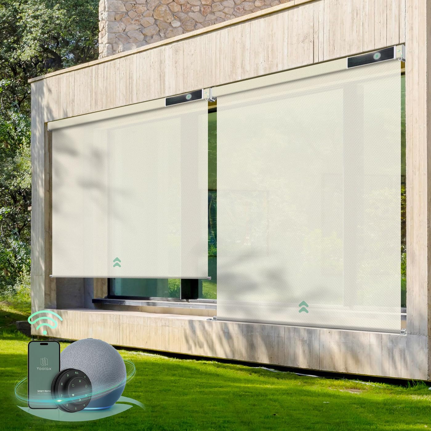 Amazon｜Yoolax 電動 アウトドアロールスクリーン 屋外 スマート