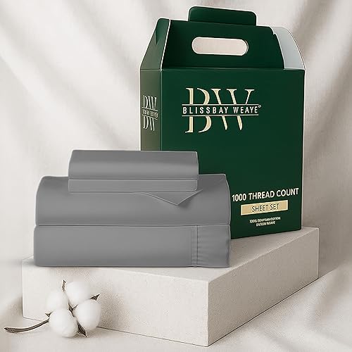 Juego de sábanas 100% algodón egipcio de 1000 hilos, tamaño Queen, 4 piezas, enfriamiento de satén, suave, resistente a las arrugas, bolsillo