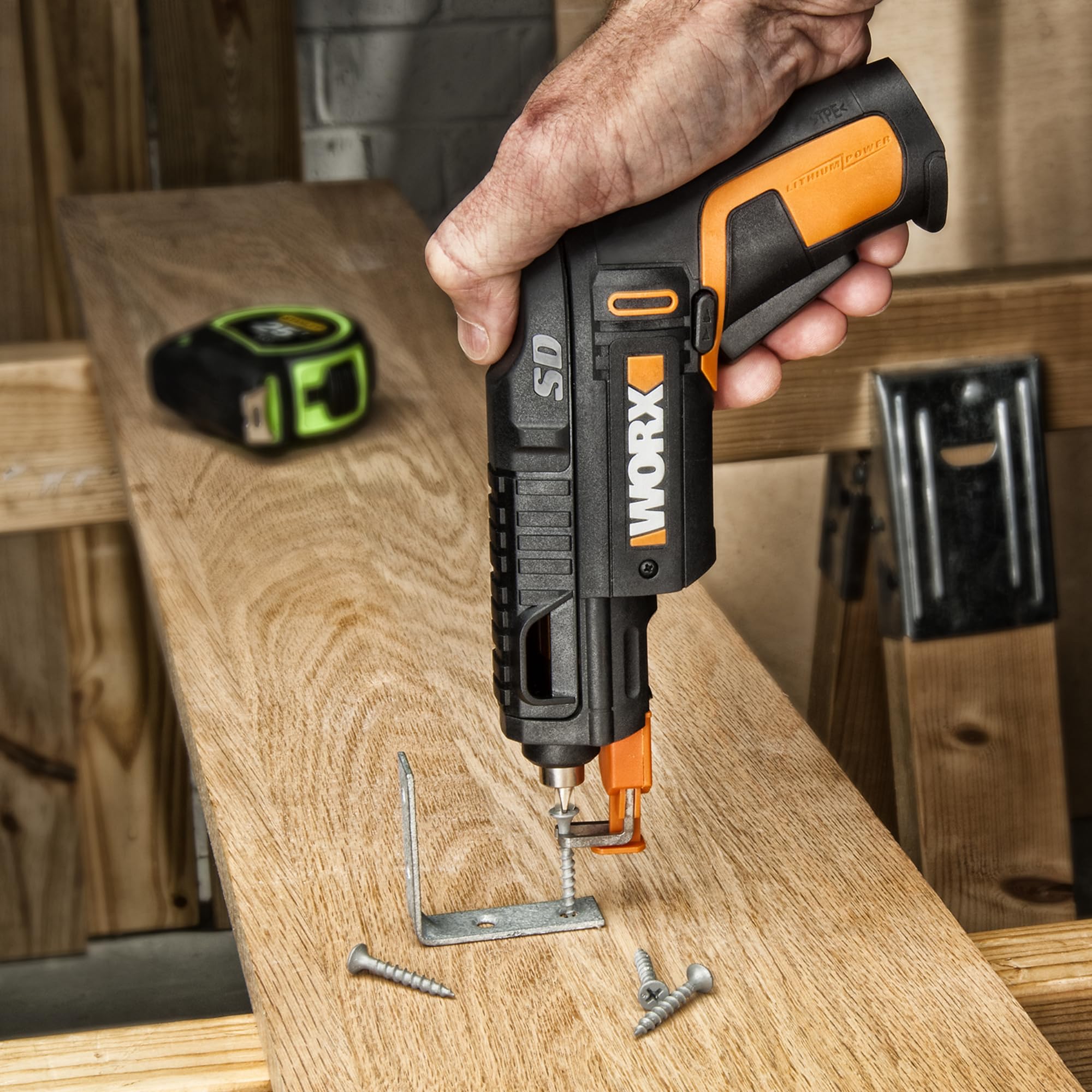 WORX Cacciavite elettrico da 4 V, set di cacciaviti elettrici ricaricabili senza fili con 6 punte, supporto per vite, cavo di ricarica USB tipo C - WX255L.5