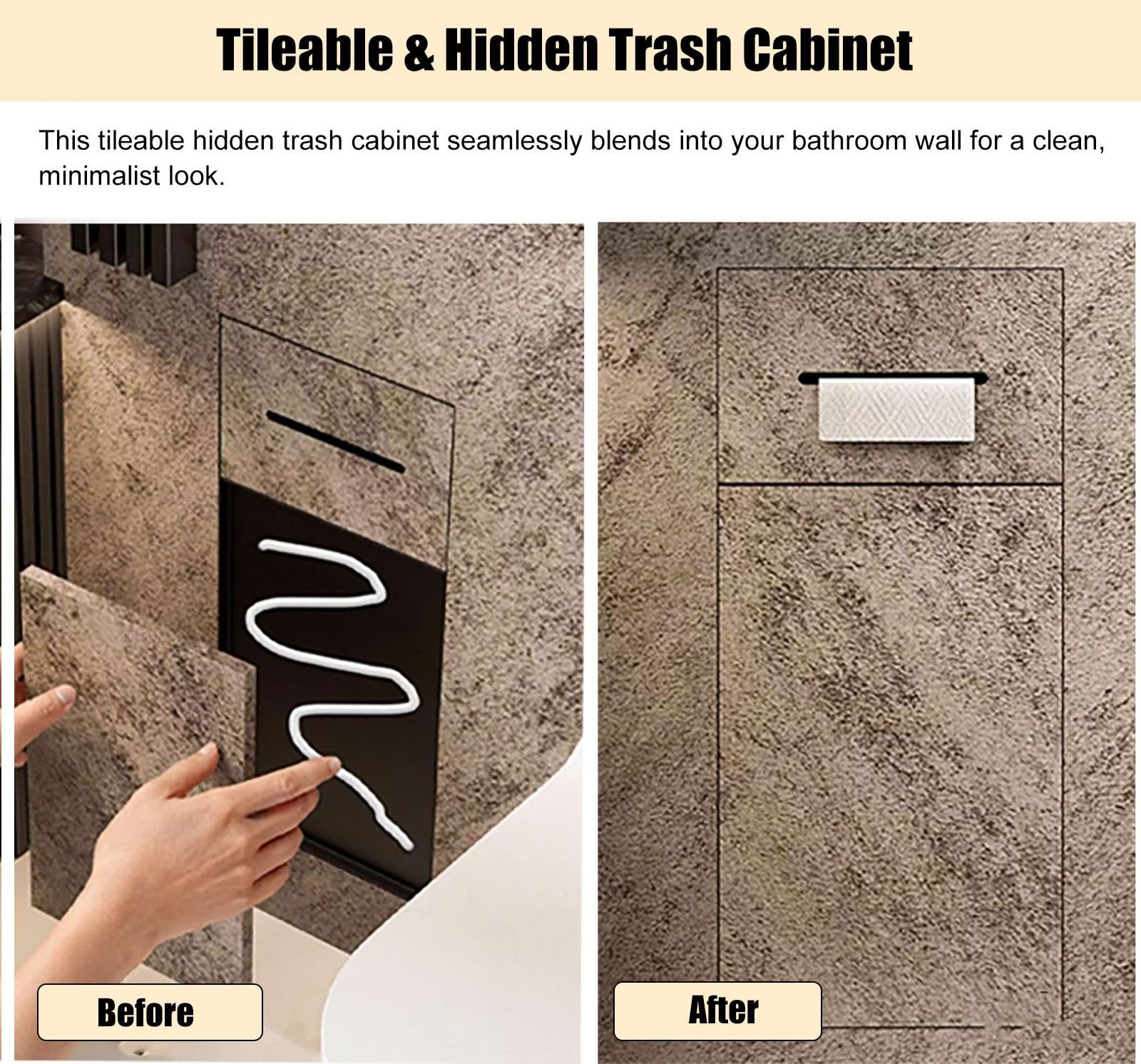 toilettenpapierhalter unterputz Versteckte WC Nischen Für Gewerbliche Und Private Duschen, Platzsparender 2 In 1 Papierhalter Mit Herausnehmbarem Abfalleimer, Duschschrank(Set of 2)