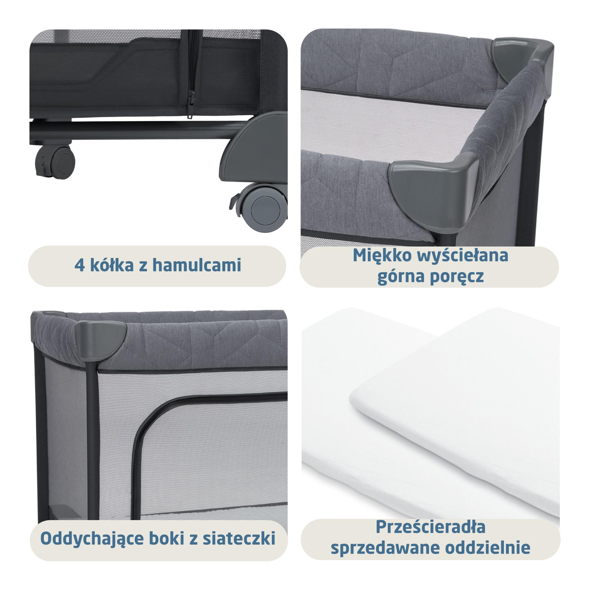 Maxi-Cosi Merlin, Łóżeczko Turystyczne & Plac Zabaw 2 w 1, 0–4 lat, do 18 kg, Łóżeczko Podróżne, Składa Się w 1 Sekundę, Materac CloudCore 120x60 cm, Boczne Wejście, 4 Kółka, Elegance Graphite