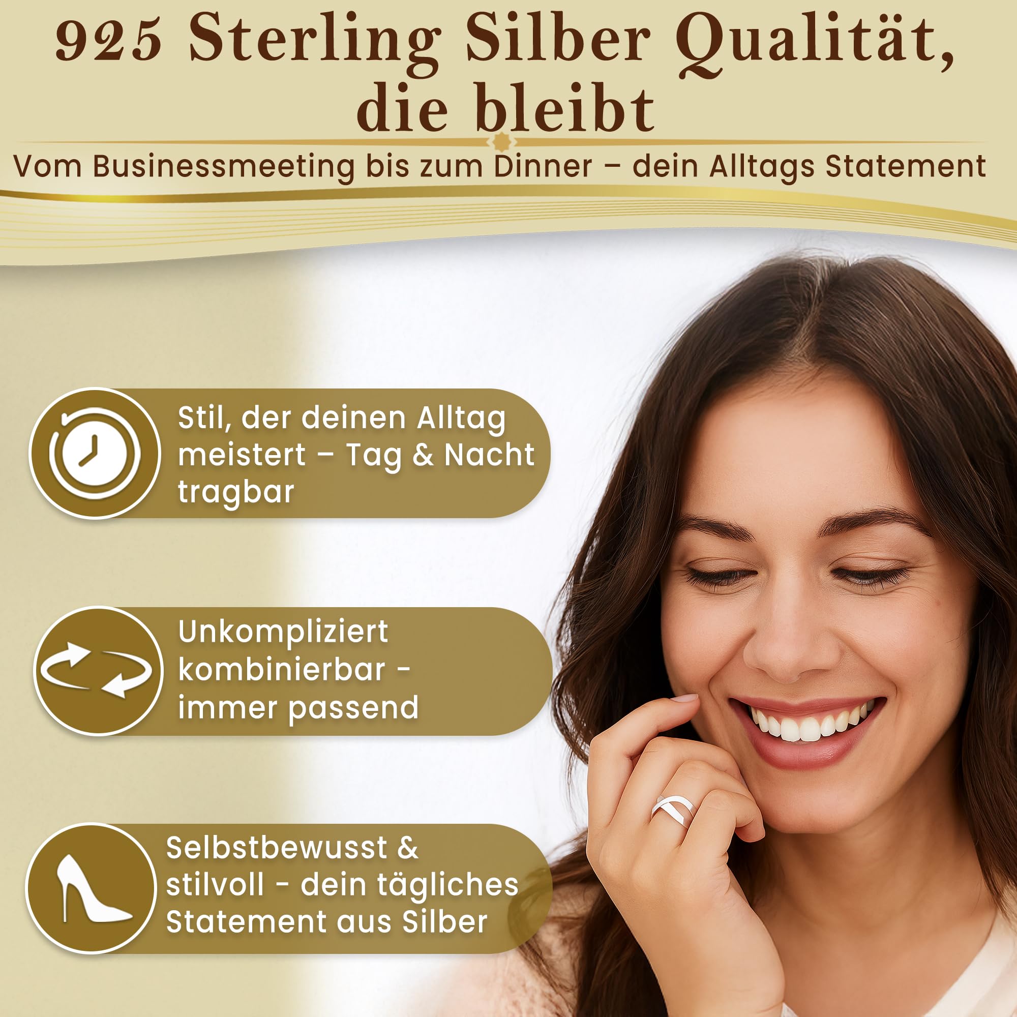 CASSINI X-Ring aus 925er Sterling Silber, Hochglanz poliert, Damen Ring 3RAV