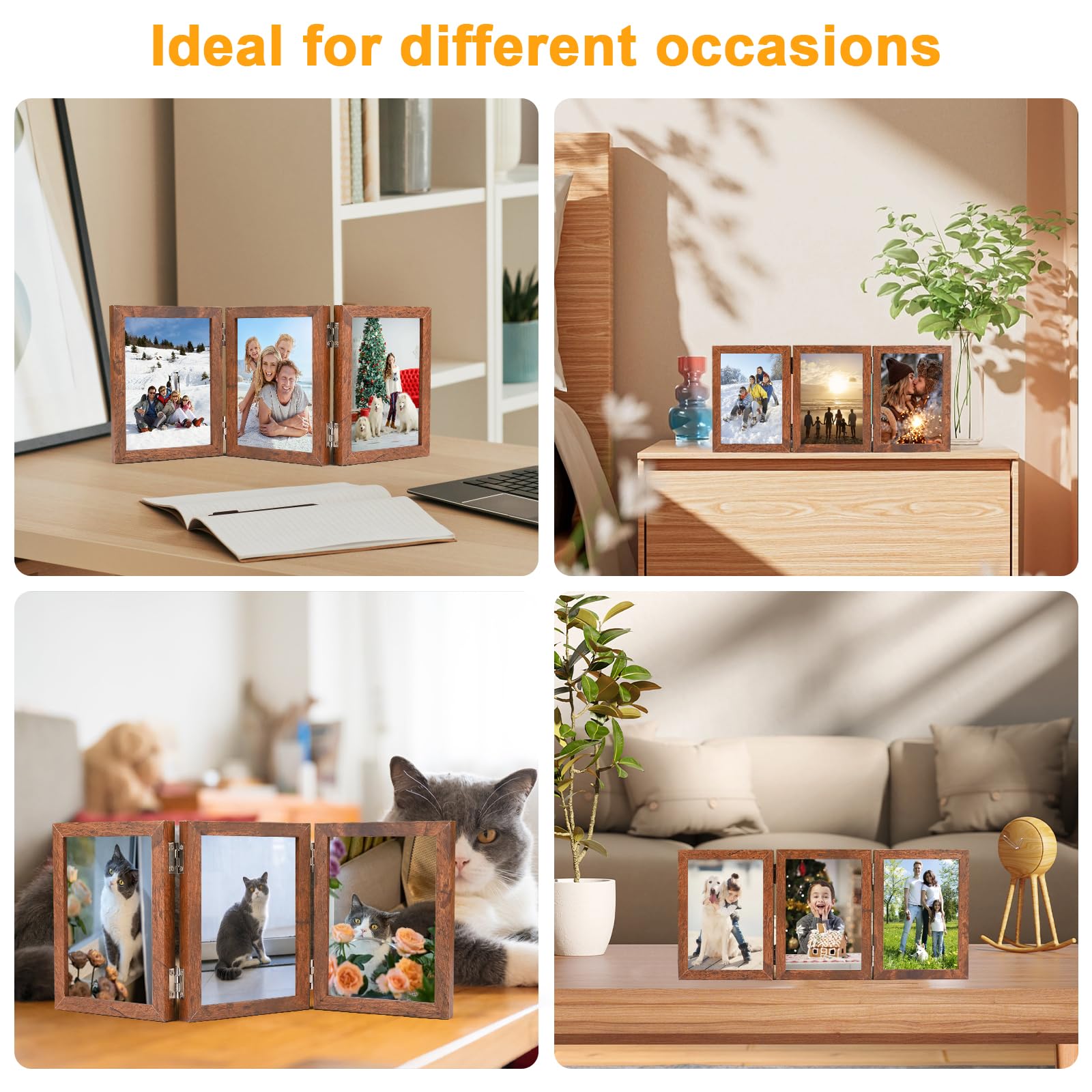 ZEEYUAN Photo Frame 10 x 15 cm Rotating Photo Frame Collage 6 Pictures to Stand for Family, Wedding, Girls, Boys, Friends