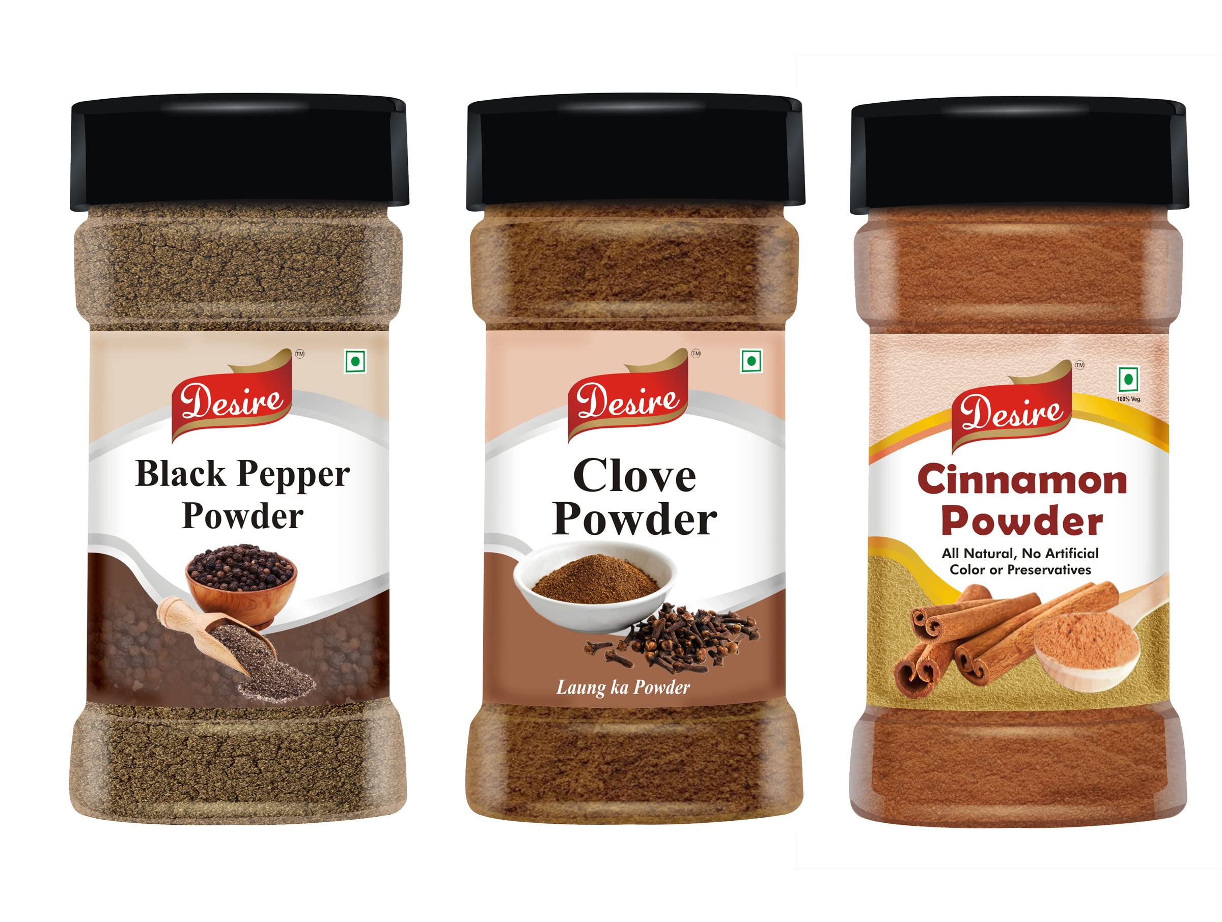 Desire Black Pepper Powder| Clove Powder | Cinnamon Powder ( 100 Gram Each ) (B09ZLL9VTQ) Amazon Price History, Amazon Price Tracker