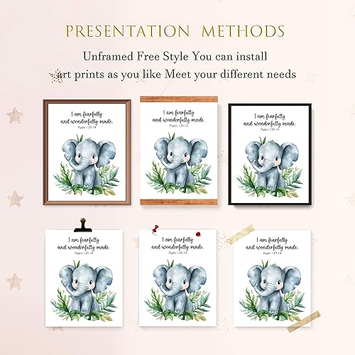 Miniatura 5 de LARTSFRO Póster de arte de pared con versículos bíblicos de animales del bosque, bonito bosque de bebé, habitación del bebé, dormitorio, baño, sala
