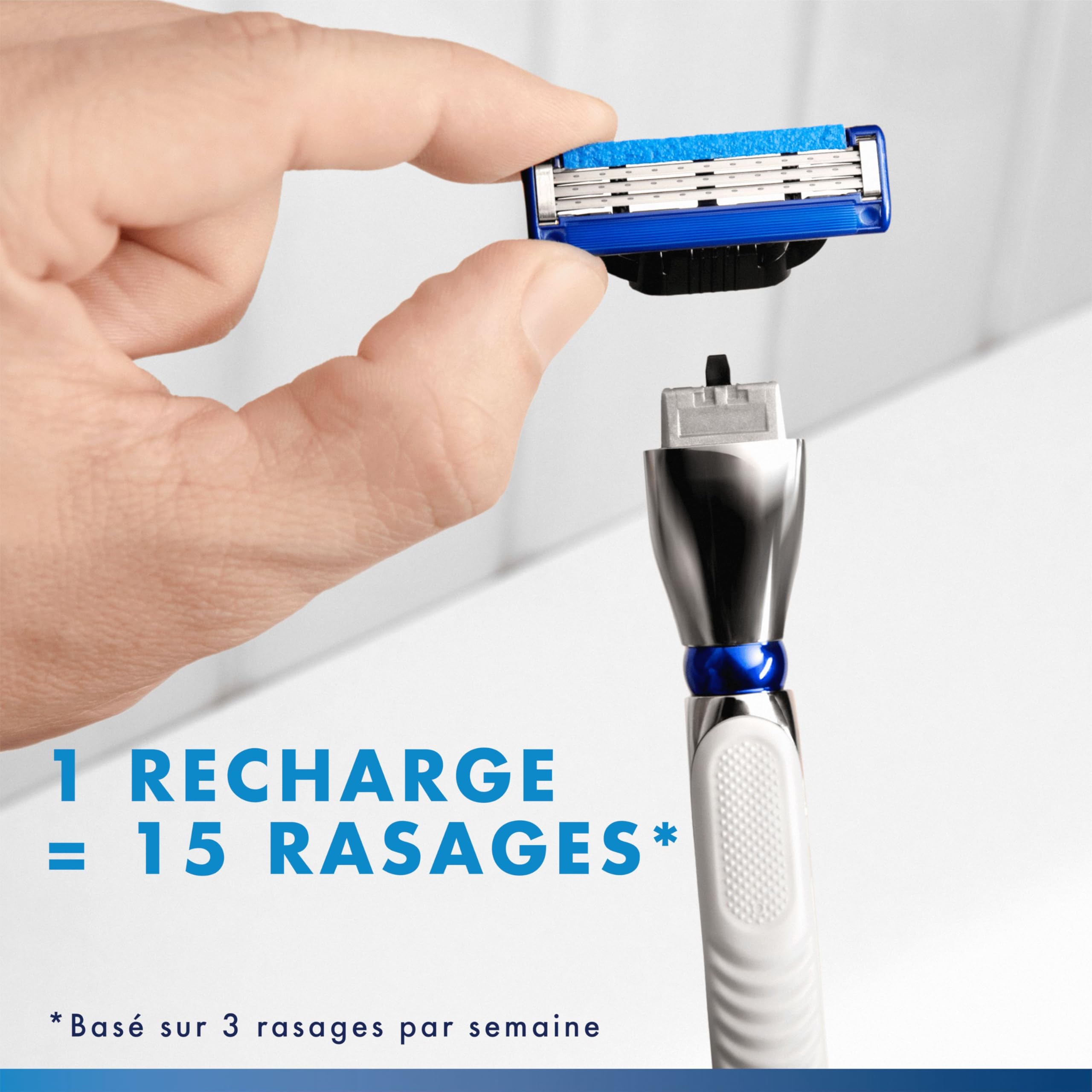 Gillette Lames de Rasoir Homme Mach 3 Turbo, Pack de 6 | Cartouche avec un Revêtement pour Réduire la Pression sur la Peau, en Acier Inoxydable, 1 Recharge Jusqu’à 15 Rasages