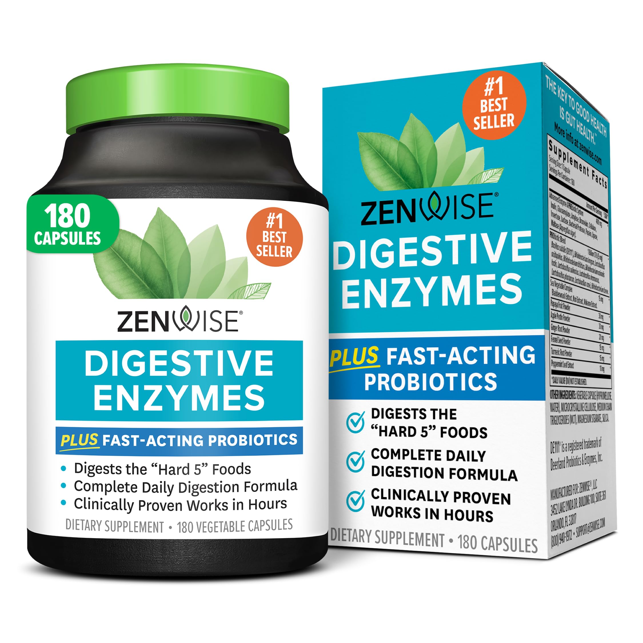 Digestive Enzymes With Probiotics - Ultra Effective Plant Based Vegan Blend - The Best & Most Powerful Digestive Dietary Supplement for Men and Women - 180 Vegetarian Capsules - Strengthens Digesti...