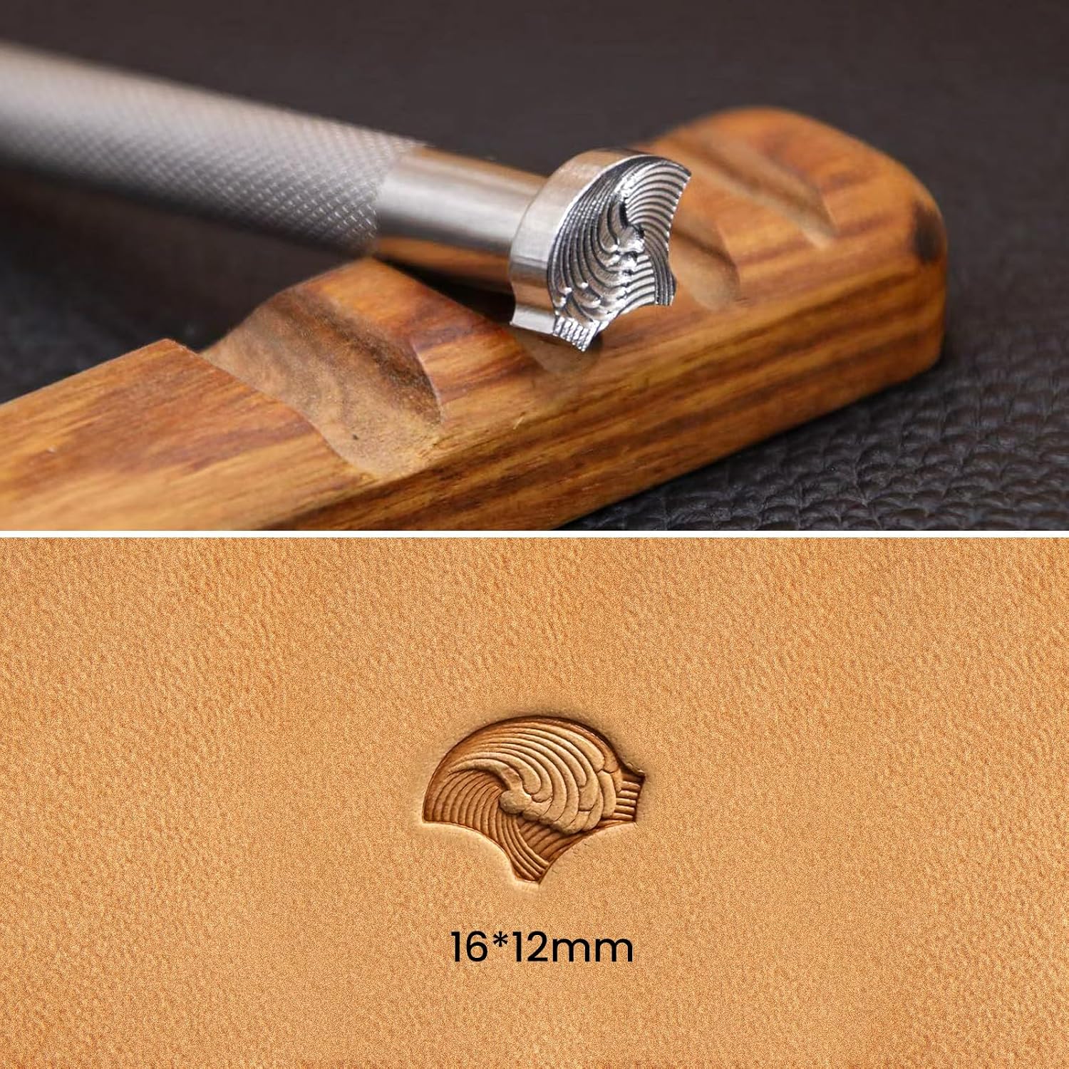 Geometric Leather Stamp 304 Steel Leather Tool Professional Leathercraft Stamping Tools for DIY Craft Working (Ocean Wave)