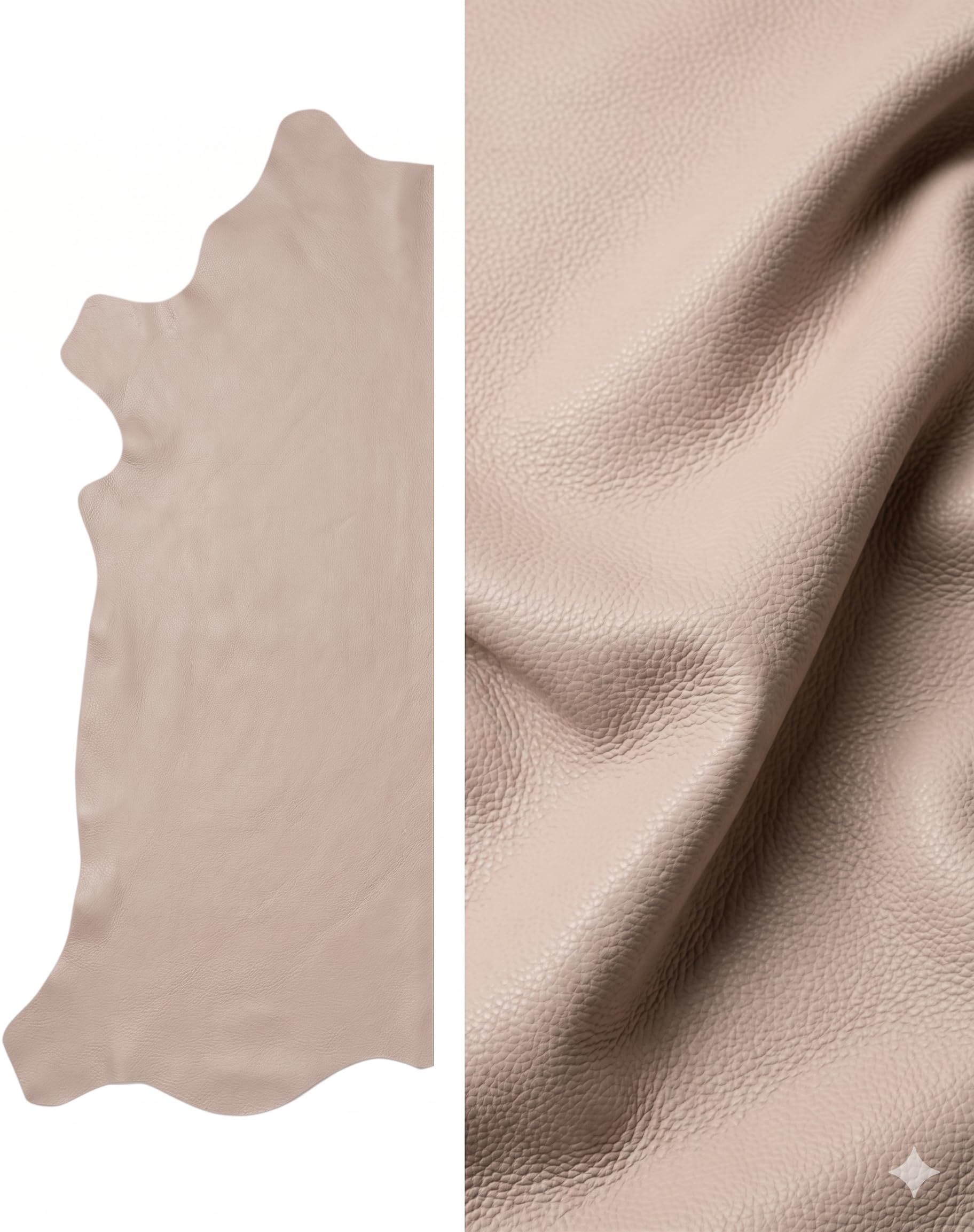 Kuhleder-Seite, beige, Premium-Qualität, Vollnarbenleder, Halbleder, AA, Polsterlederstoff (15–18 m²)
