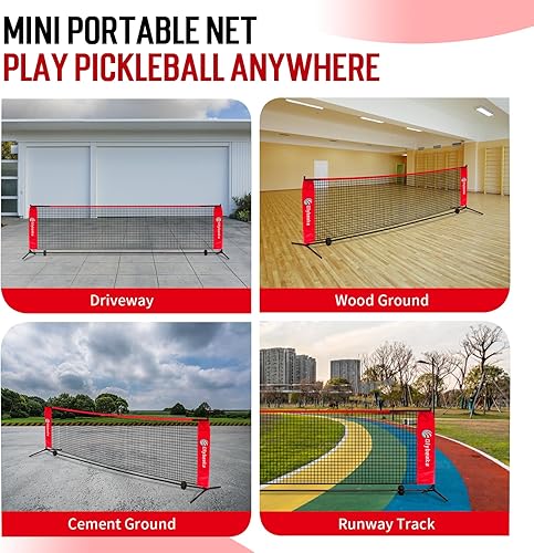 Miniatura 7 de Mini red de pickleball de 5 pies10 pies  12.5 pies para entrada de patio trasero con 3 bolas de pickleball, bolsa de transporte, tizas, red de