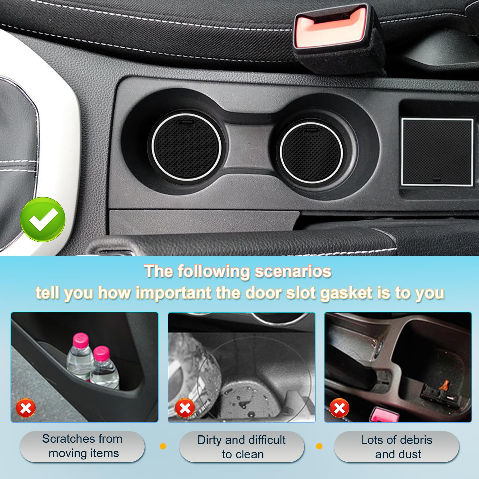 BIBIBO Tappetini In Gomma Per Auto 9 Pezzi - Per SEAT Ibiza 6F (2017-2025) E SEAT Arona (2017-2025) - Inserti Antiscivolo Per Porta E Console - 2