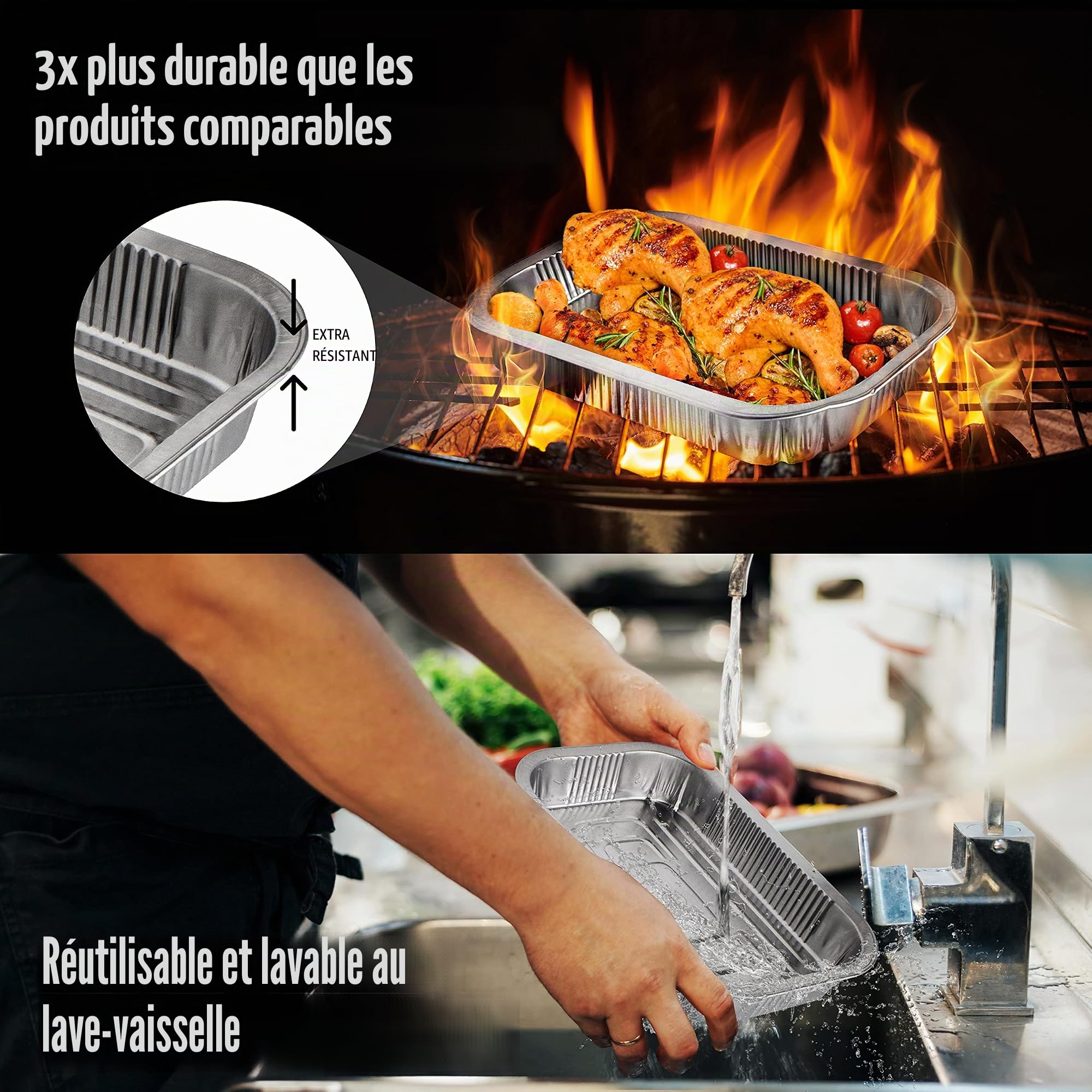 Lot de 50 lèchefrites en aluminium de qualité supérieure de Weber 220 x 150 x 34 mm (L x B x H)