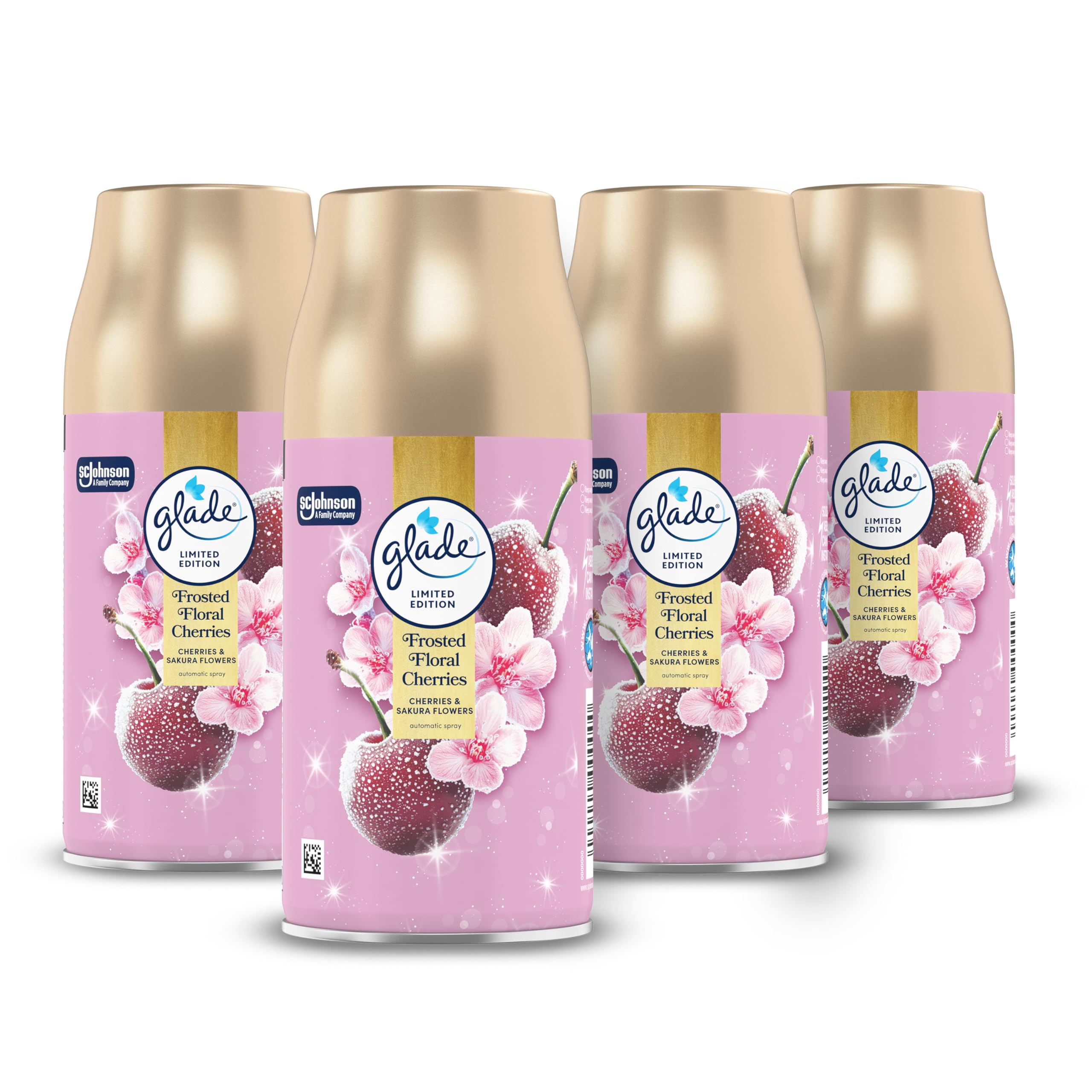 Glade Automatic Spray Refill, Floral Cherries, Air Freshener 4 x 269ml, Packaging May Vary
