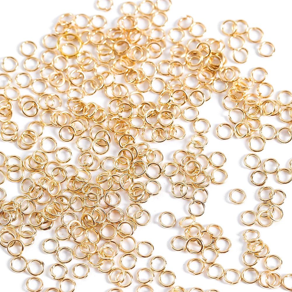 1000 Pieces 4mm Open Jump Rings Jewelry DIY Findings for Choker Necklaces Bracelet Making, Light Gold
