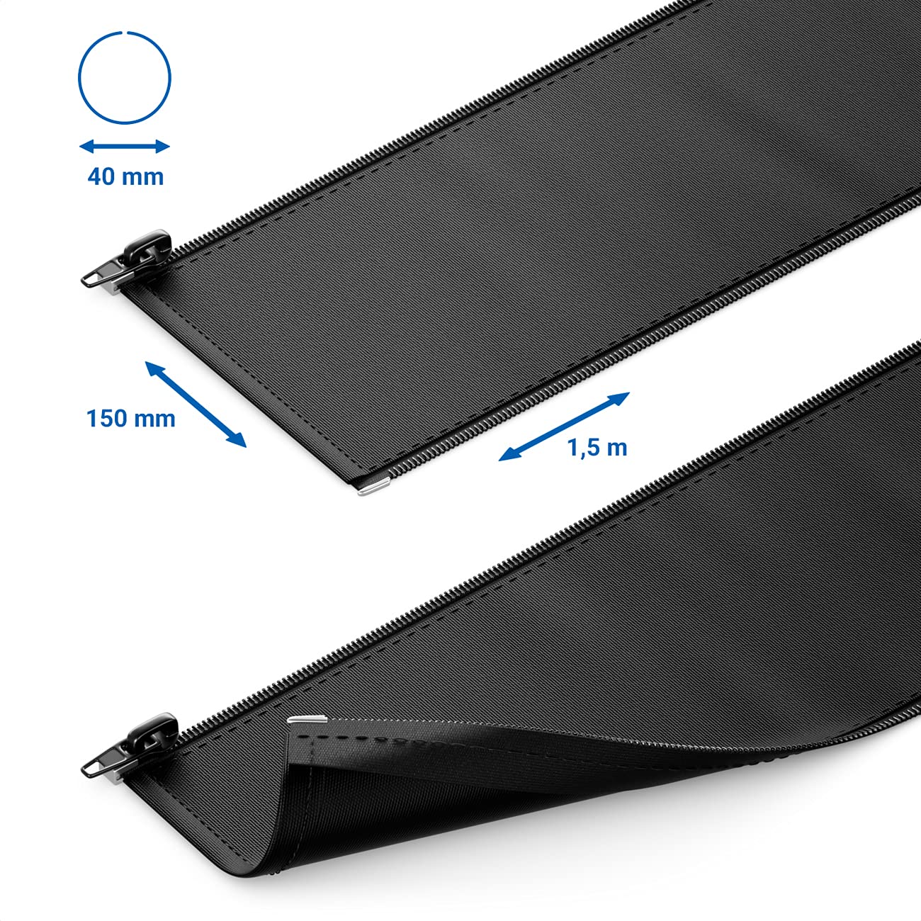 deleyCON 1,5m Tubo Raccogli Cavi Flessibile con Cerniera 40mm di Diametro Gestione dei Cavi Canalina per Cavi Protezione per Cavi Robusta Guaina di Nylon per Cavi per Scrivania Nero