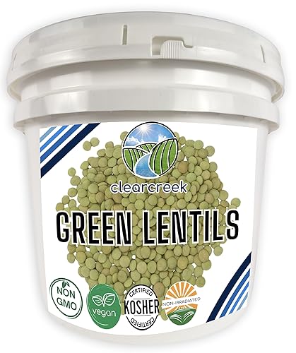 Lentejas verdes 25 libras Cubo de almacenamiento de alimentos de emergencia Sin OMG Vegano A granel