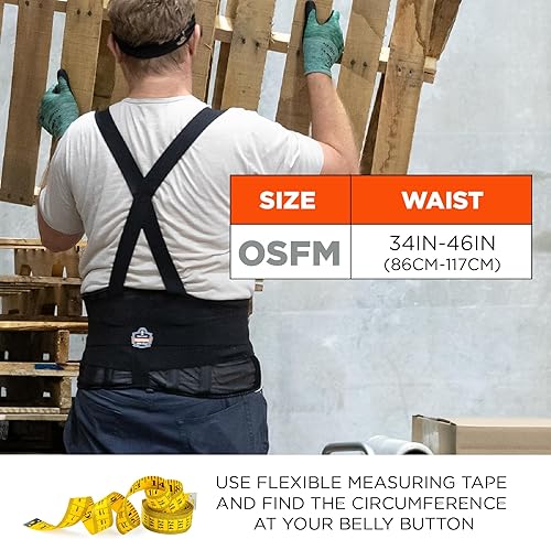 Miniatura 5 de Ergodyne ProFlex 1400UN Cinturón de soporte de espalda, 8.75 pulgadas de elastano, tamaño universal, se adapta a cintura de 28 a 46 pulgadas, color