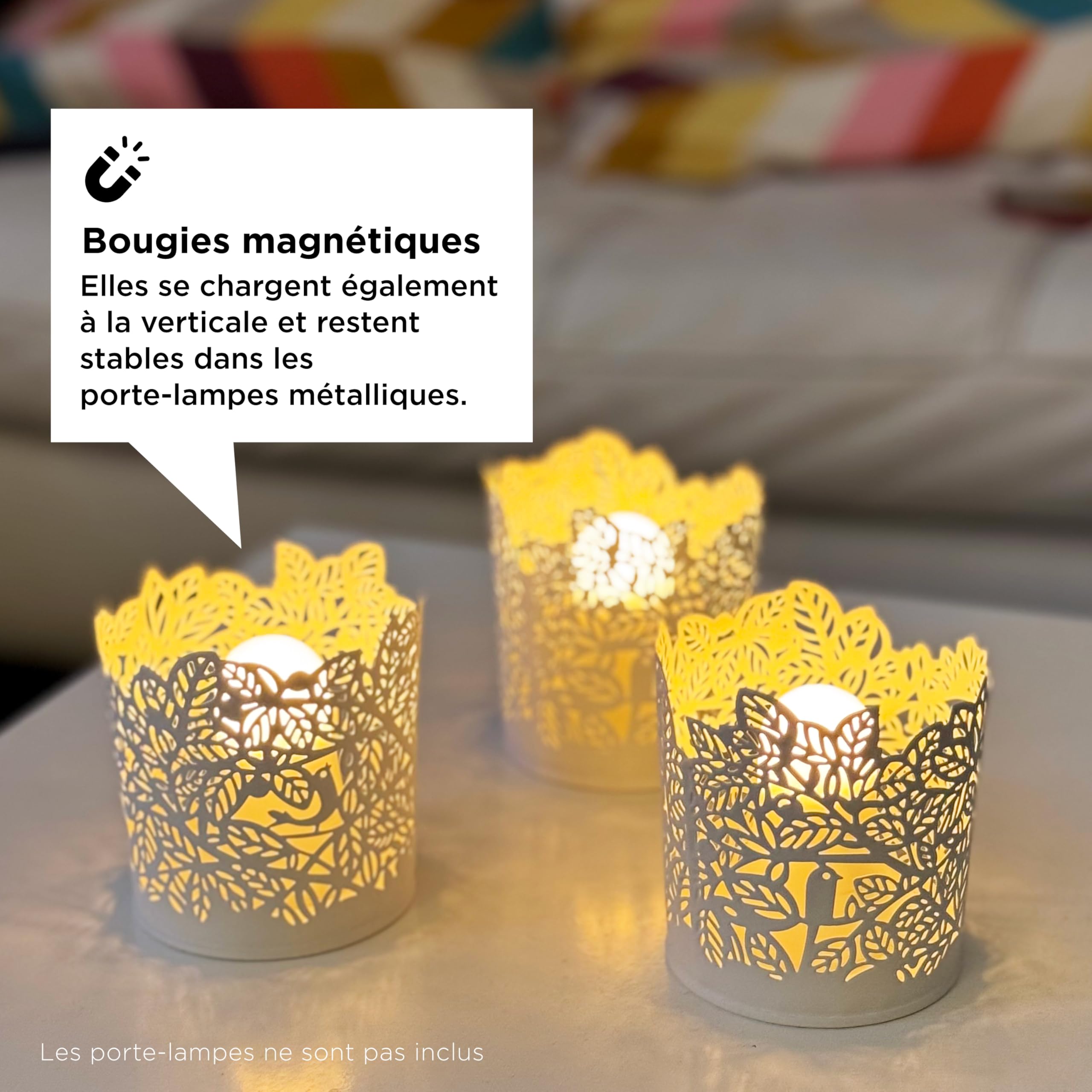 Color&Mood: Lot de 12 ampoules LED RGB + Blanc Chaud + Bougie Flamme Vacillante - Rechargeables avec Télécommande - Base Magnétique Améliorée (EU + UK Plug)