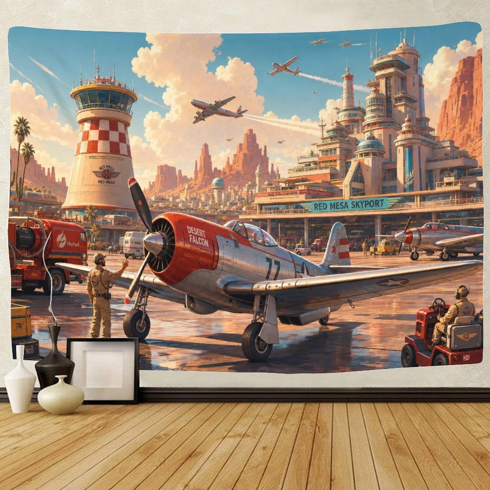 GPMNBCXZK Vintage Fighter Jet 3D Print Wall Hanging Decor Tapestry Wall Art Decor Airplane Tapestries Poster Home Decoration Living Room Dorm 180cmx230cm