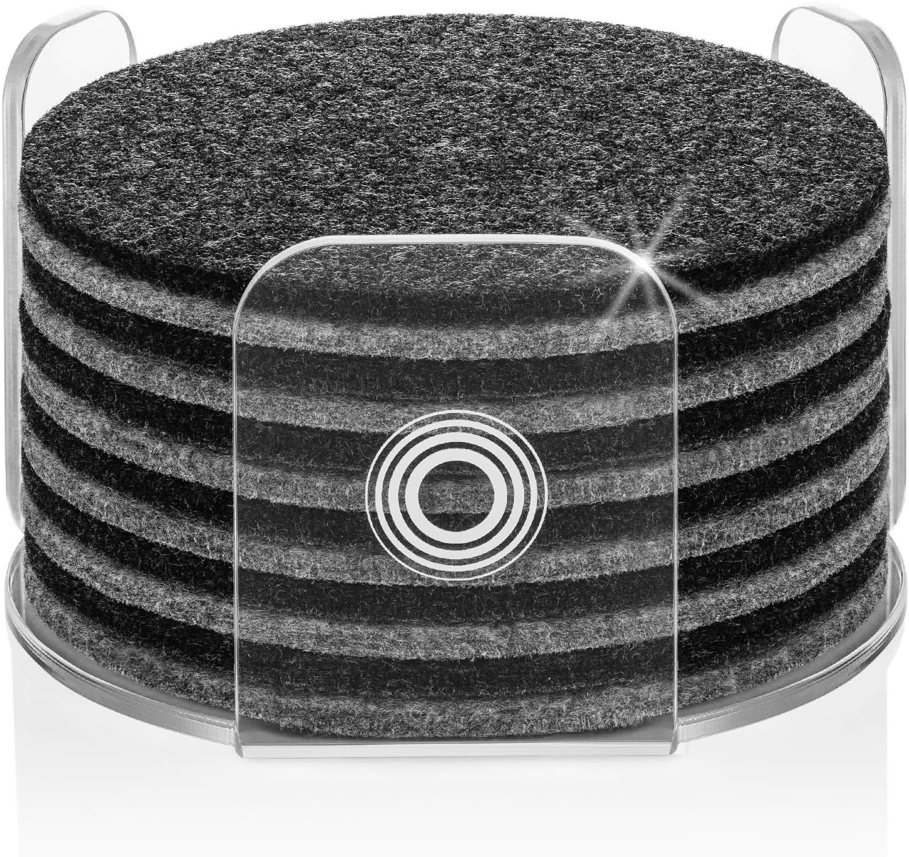 Coasters for Drinks with Modern Acrylic Holder | Absorbent Felt Coaster Set of 12 | Perfect Gifs for Women & Men | Protects Your Table & Desk | Home Design Color MIX (Charcoal/Gray)