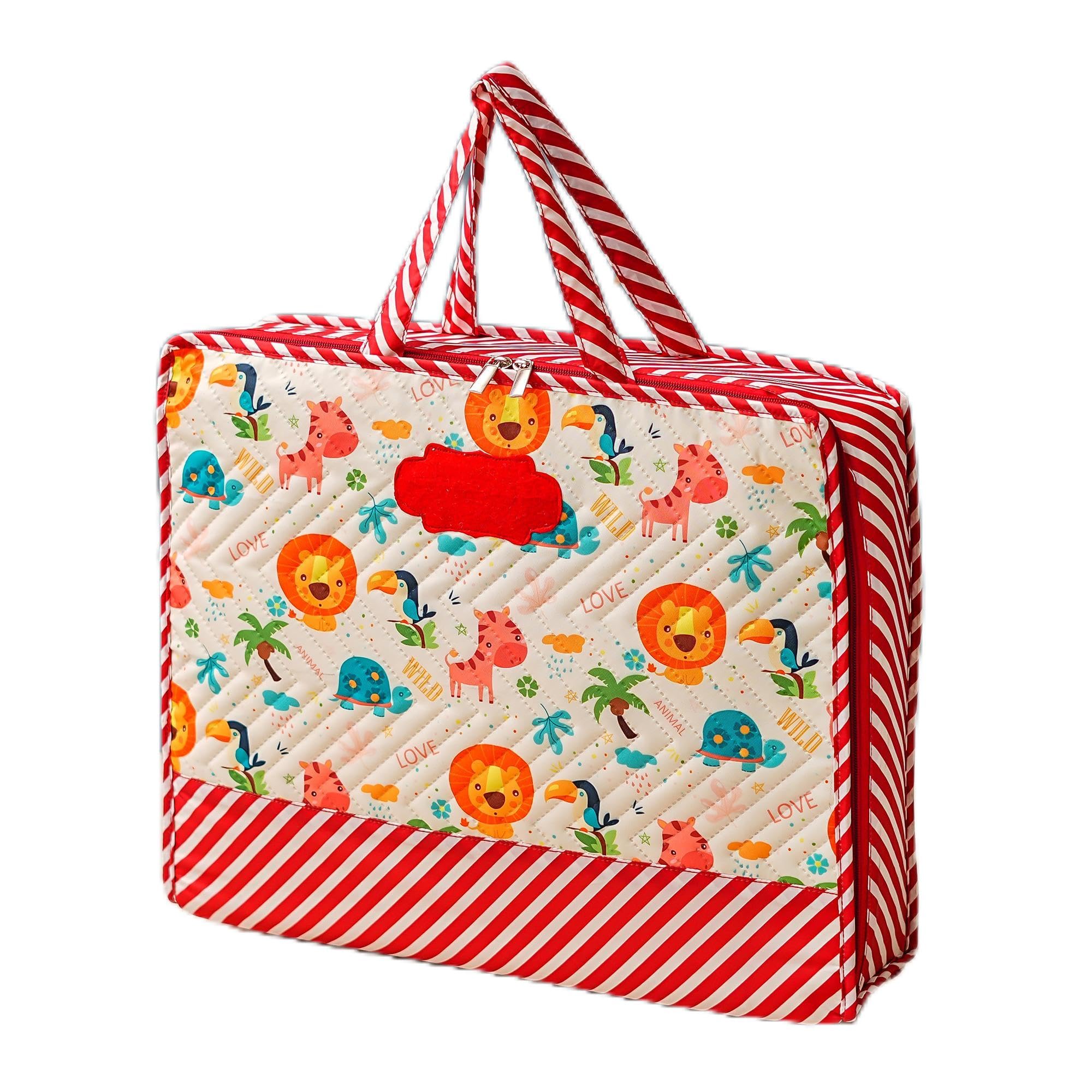 GIFTING JOY Kids Quilted Tote Bag with Jungle Animal Print and Zipper-image-7