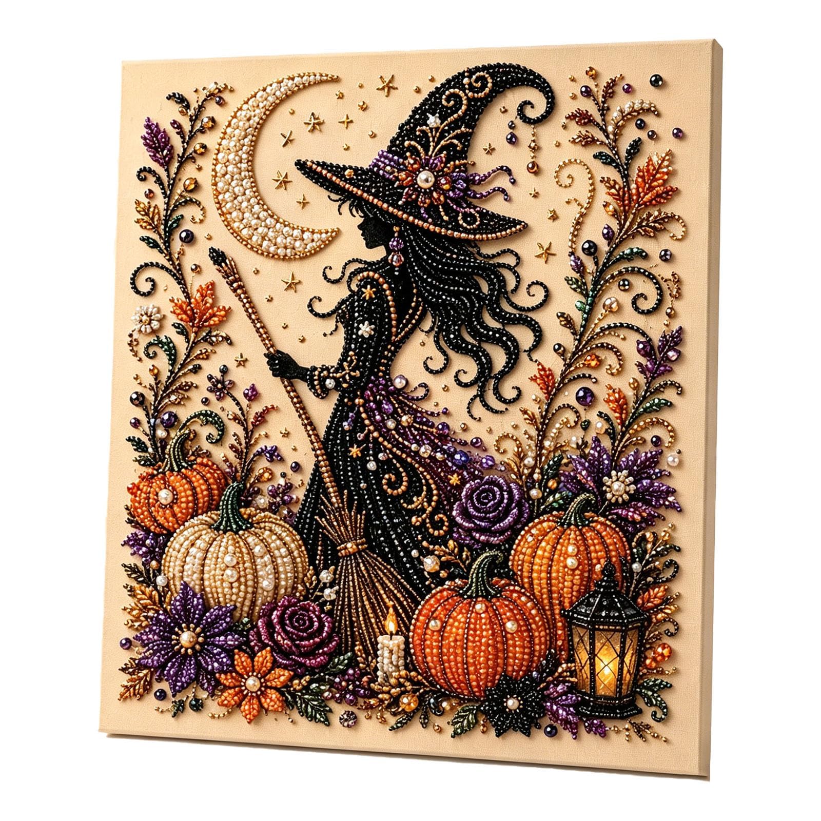Witch Halloween Ghost Pearl Art Kit For Adults, Diy Pearl Painting Craft Kit