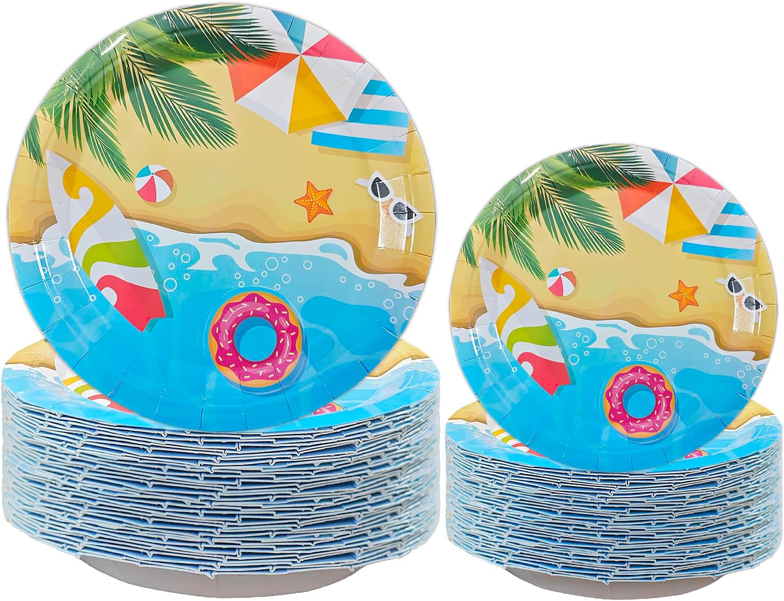 Sliner 100 Pcs Hawaiian Luau Oval Paper Plates Tropical