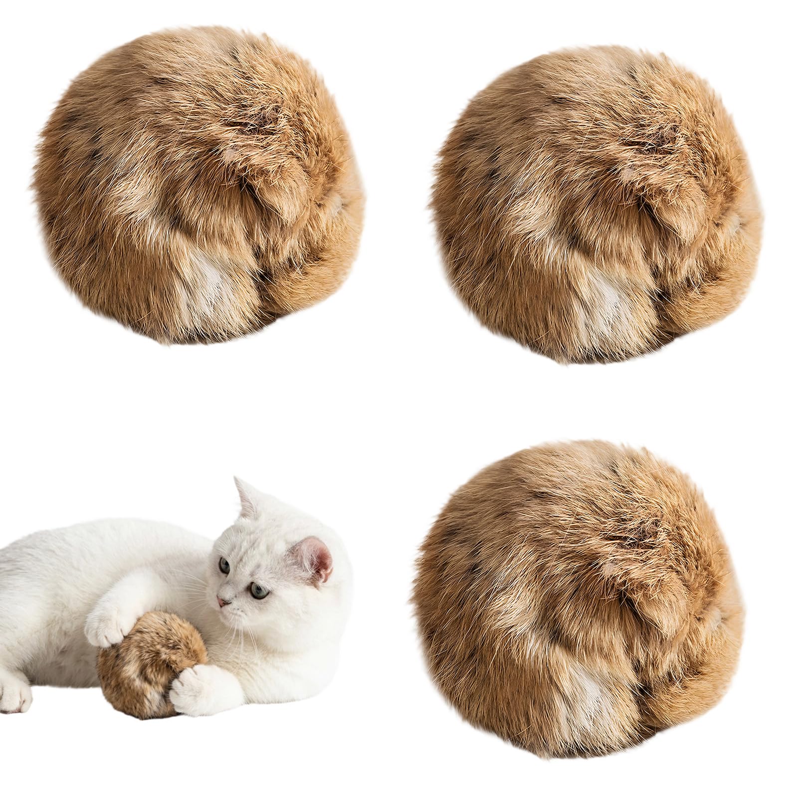 Boules de fourrure de lapin pour chat de qualité supérieure avec herbe à chat lavable - 8