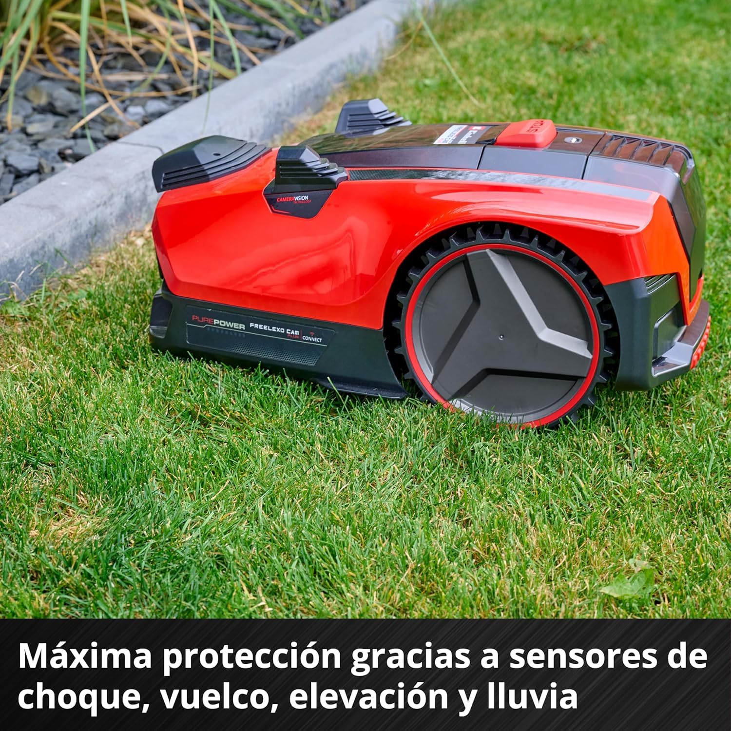 Einhell Robot cortacésped FREELEXO CAM Plus 600 Power X-Change (18V, cámara en Lugar de Cable delimitador, para 600 m², WiFi, hasta un 25% de inclinación, Incl. batería de 4,0 Ah Plus)