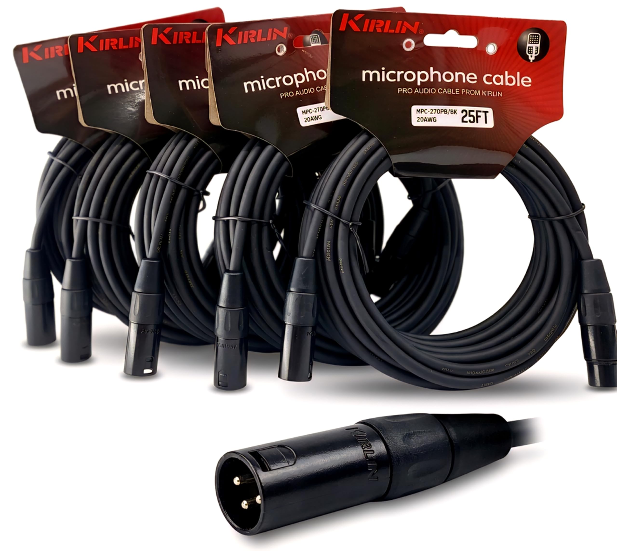 Amazon.com: Kirlin 25ft XLR Microphone Pro Cable 5 Pack of 25