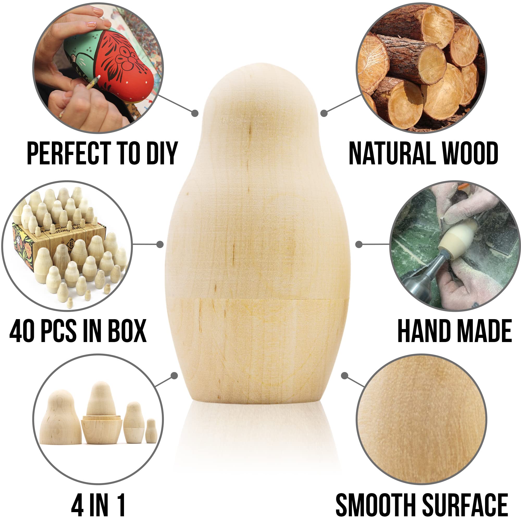 Russische nestpoppen blanco set van 3 sets per 6 stuks - onbeschilderde nestpoppen - Russische nestpoppen om te schilderen - DIY blanco pop - lege Russische poppen