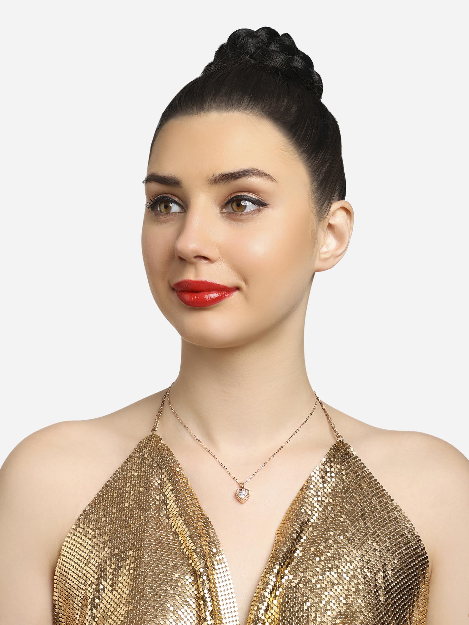 Contemporary Heart CZ Pendant & Chain-ZPFK16912