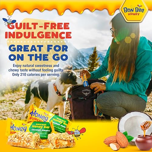 Miniatura 7 de BON BEE Honey Bunchies Barra de Miel Totalmente Natural - Barras Naturales de Desayuno y Nutrición para Energía y Combustible Saludables - Variedad