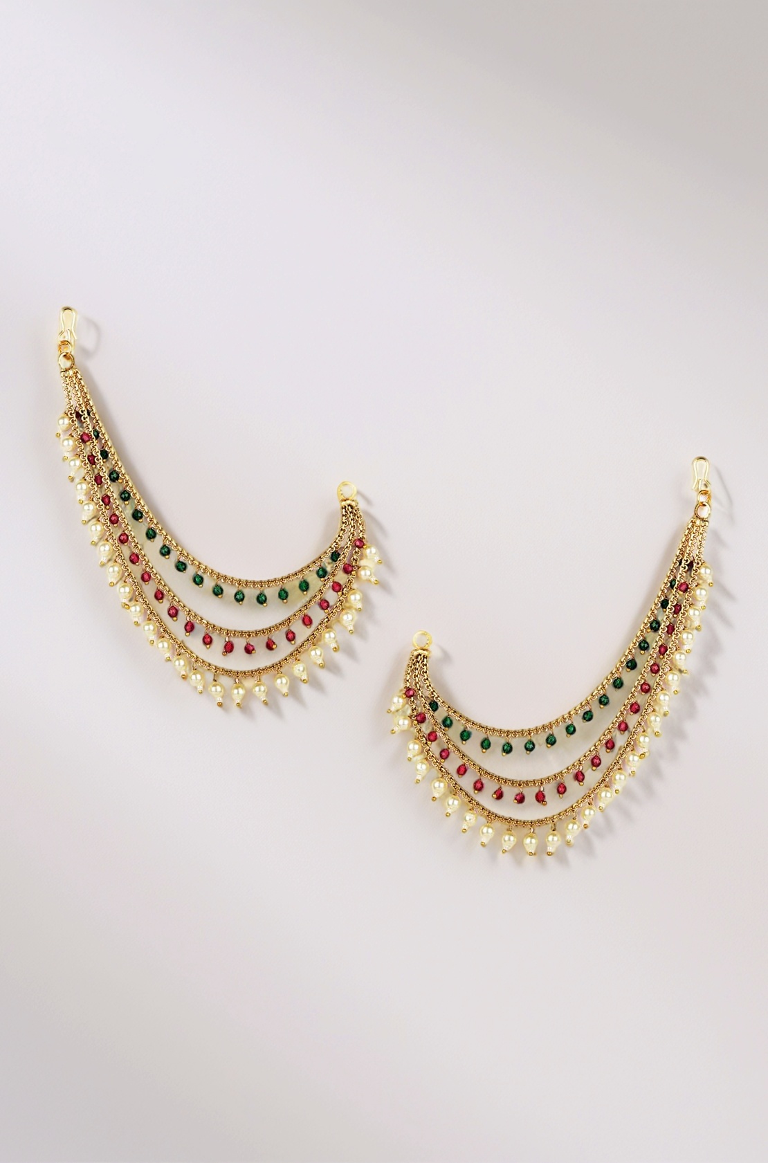 Shining Diva Fashion Latest Trendy Stylish Ear Chain Earrings for Women | Traditional 18k Gold Plated Wedding Party Jewellery | Bahubali Inspired Kan Chain Jhumki Earrings