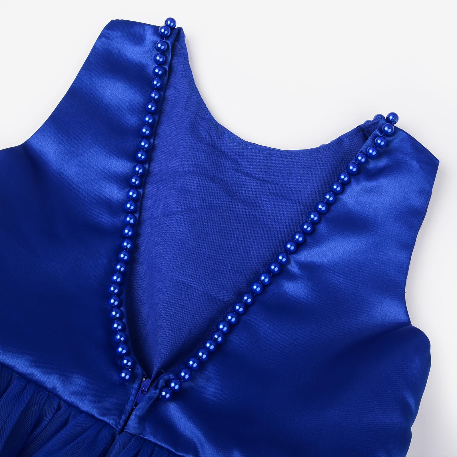 Uhnice Abito da sposa con perle e scollo a V, in tulle, con fiocco e fiocco, per matrimonio, festa di compleanno
