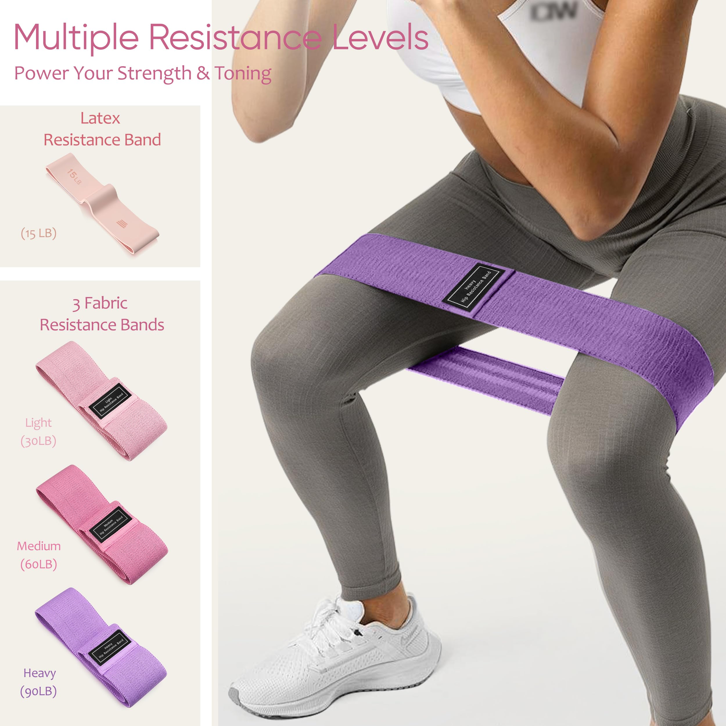 NANATI Kit de pilates 18 pièces, kit essentiel de pilates pour femmes à domicile, équipement de pilates avec anneau et balle de pilates de 36,8 cm, 7 bandes de résistance, poids de cheville, curseurs